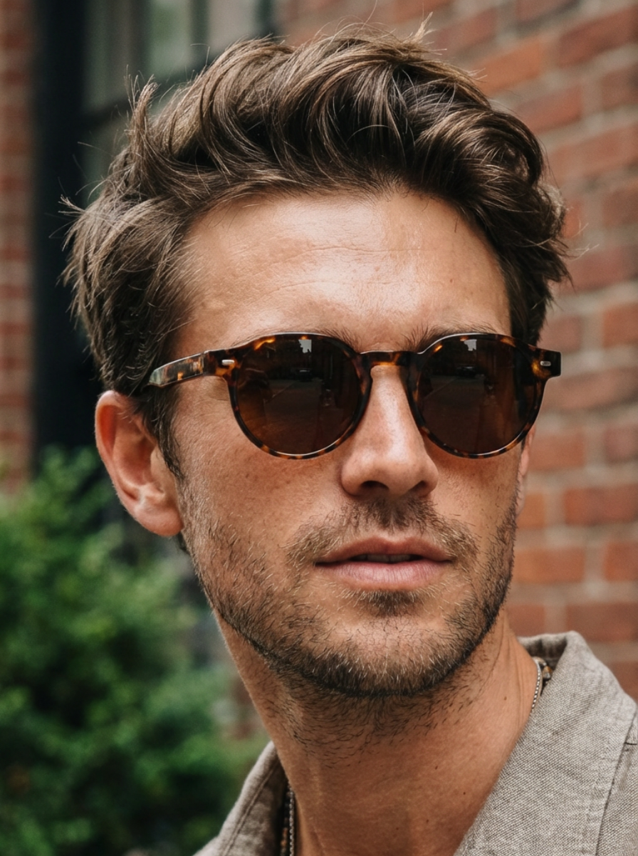 Brody Vintage Round Sunglasses - Premium Lightweight Polycarbonate Frames