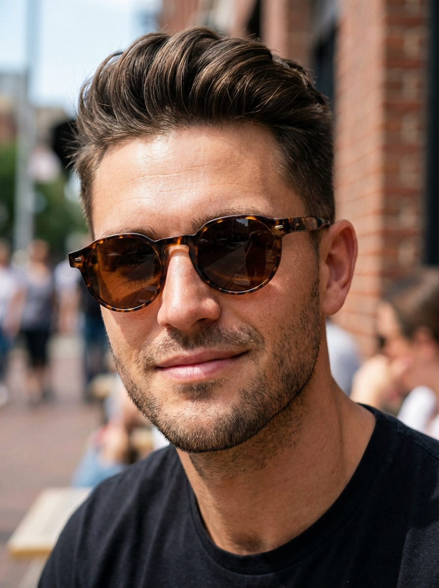 Brody Vintage Round Sunglasses - Premium Lightweight Polycarbonate Frames