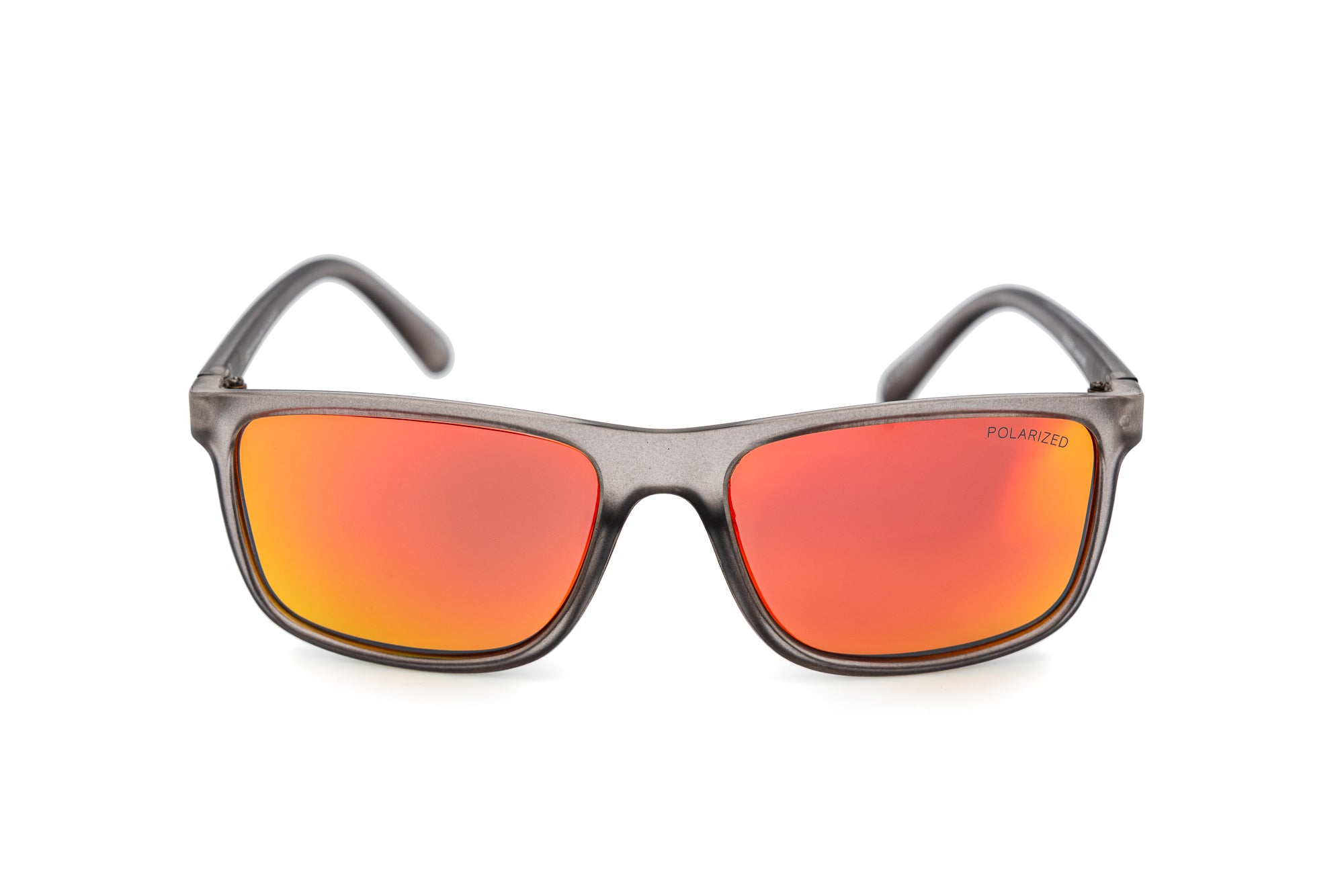 Brannix gray wrap sunglasses with smoke red mirror lenses and UV protection