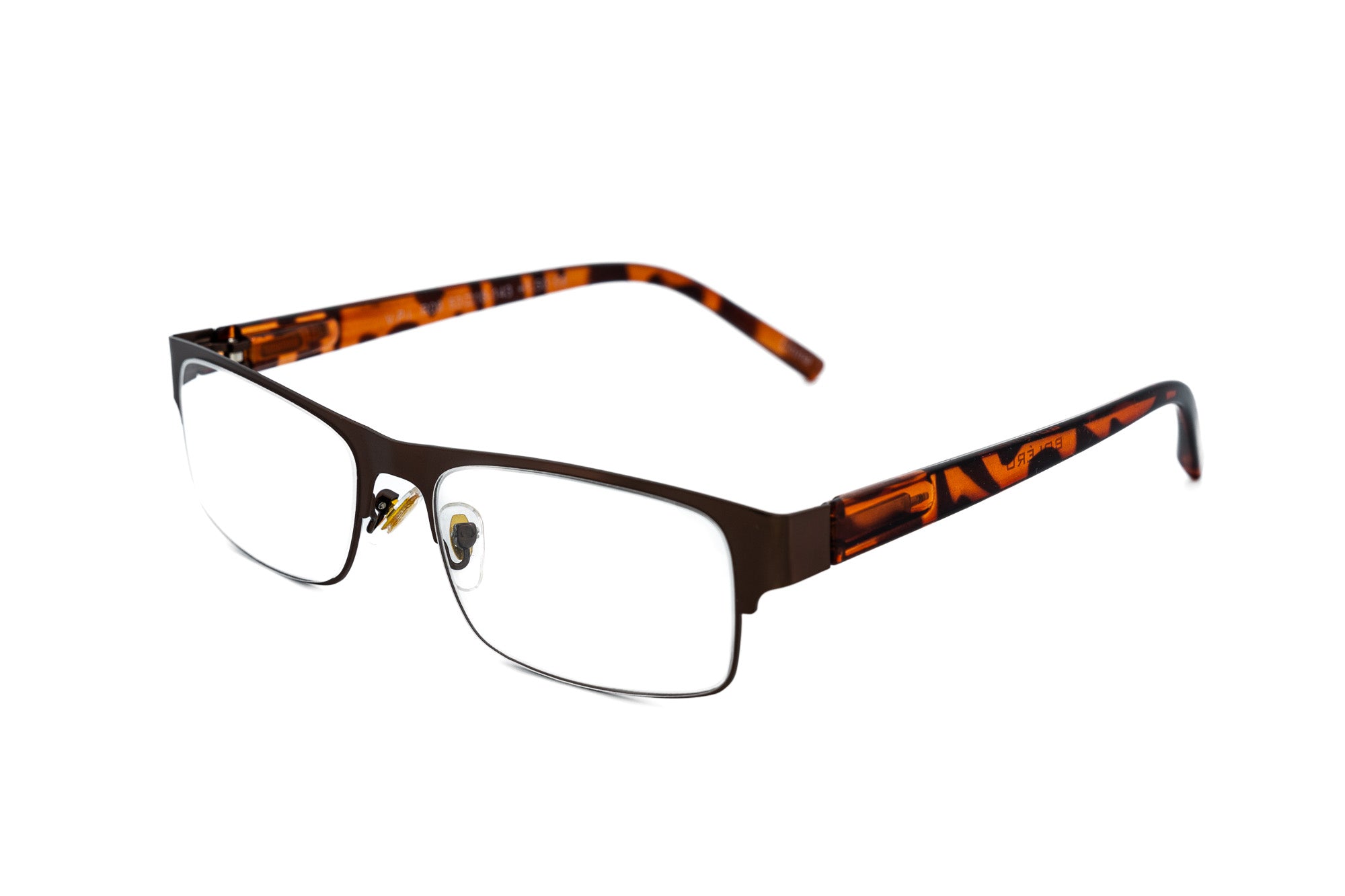 Alaric by Bolero Eyewear bronze metal reading glasses with tortoiseshell temples