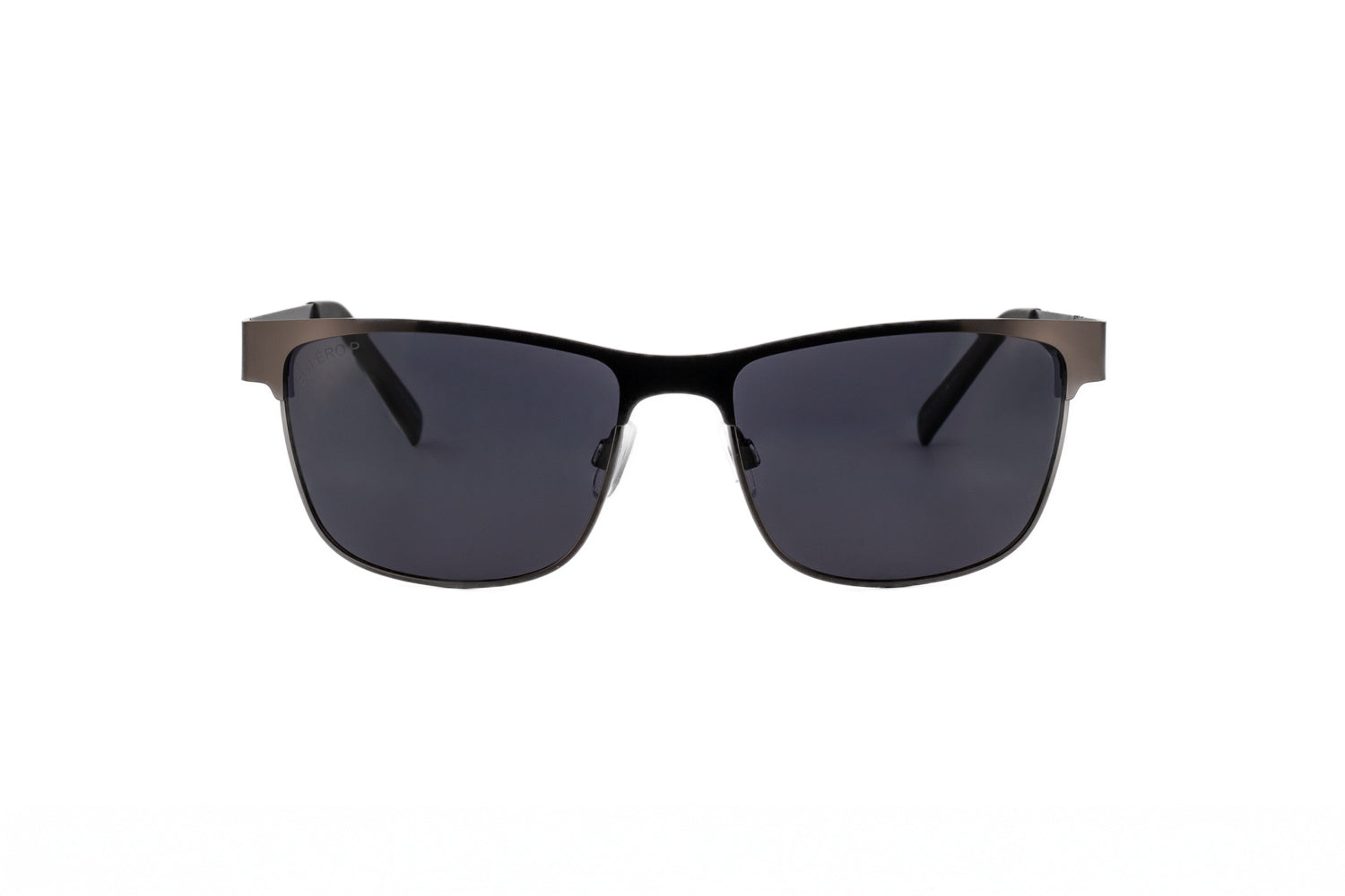 Alestró polarized aviator sunglasses in gunmetal with smoke UV lenses by Bolero Eyewear front angle view
