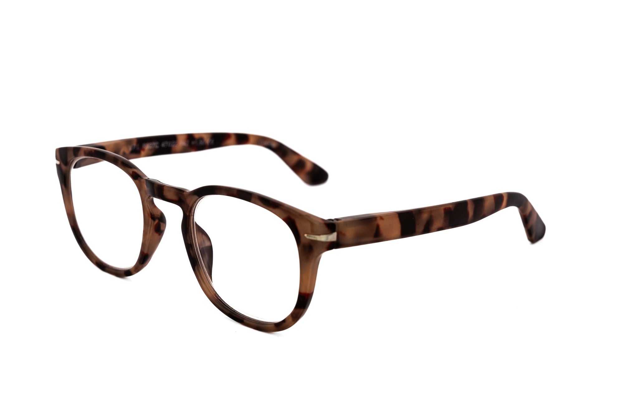 Ambra by Bolero Eyewear tortoise round reading glasses with polycarbonate frame and soft sculpted shape