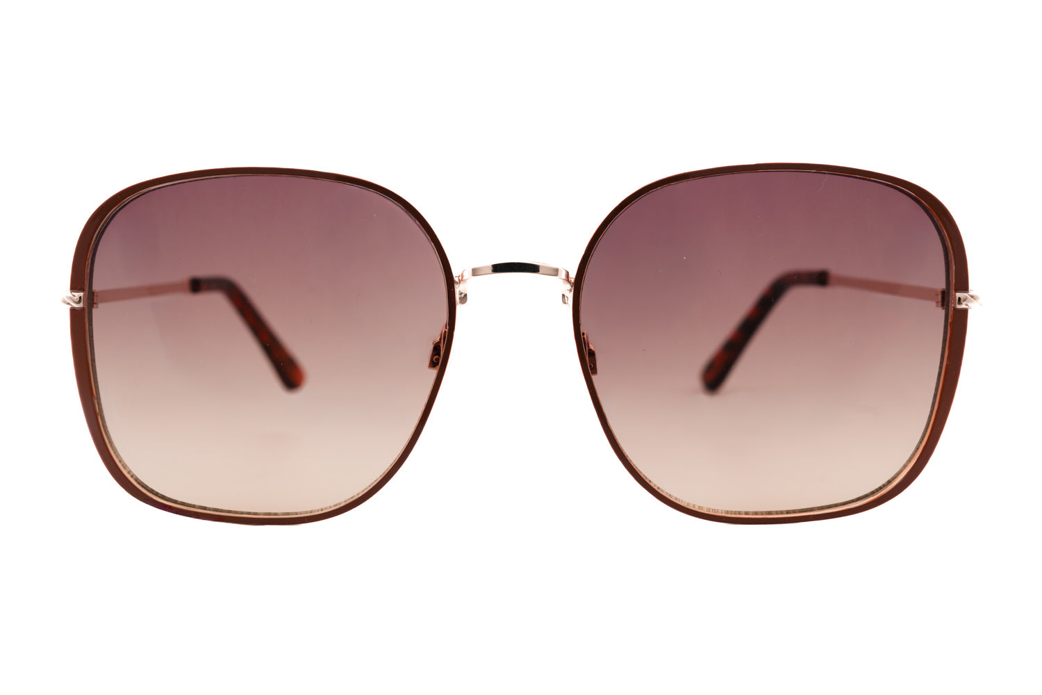 Amy by Boléro Eyewear gold aviator sunglasses with brown gradient lenses front angle view