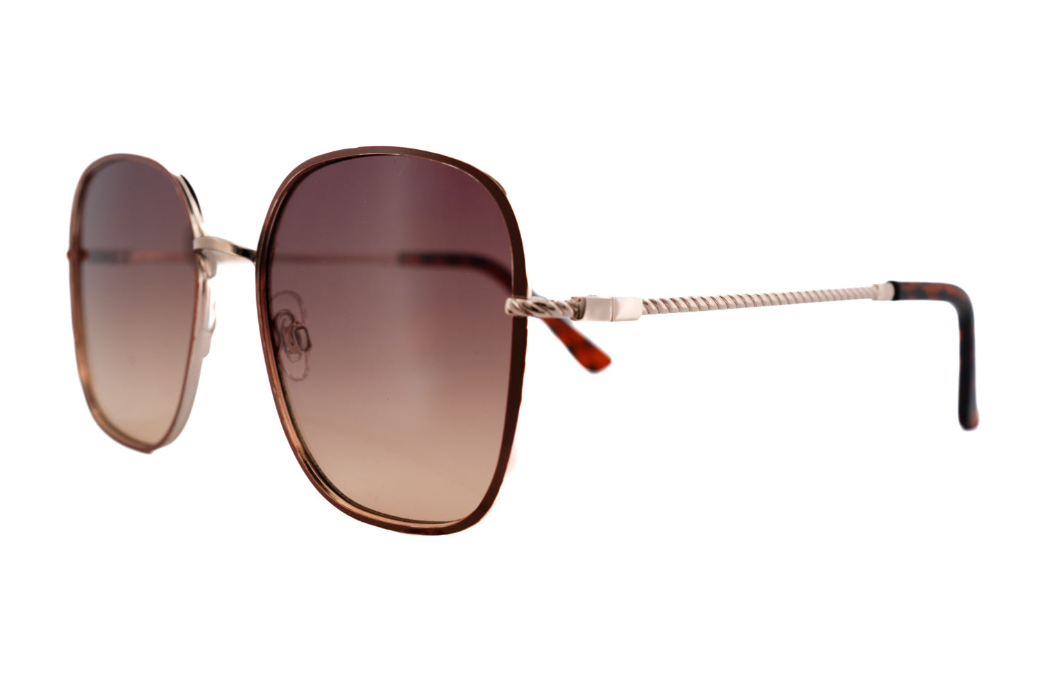 Amy by Boléro Eyewear gold aviator sunglasses with brown gradient lenses