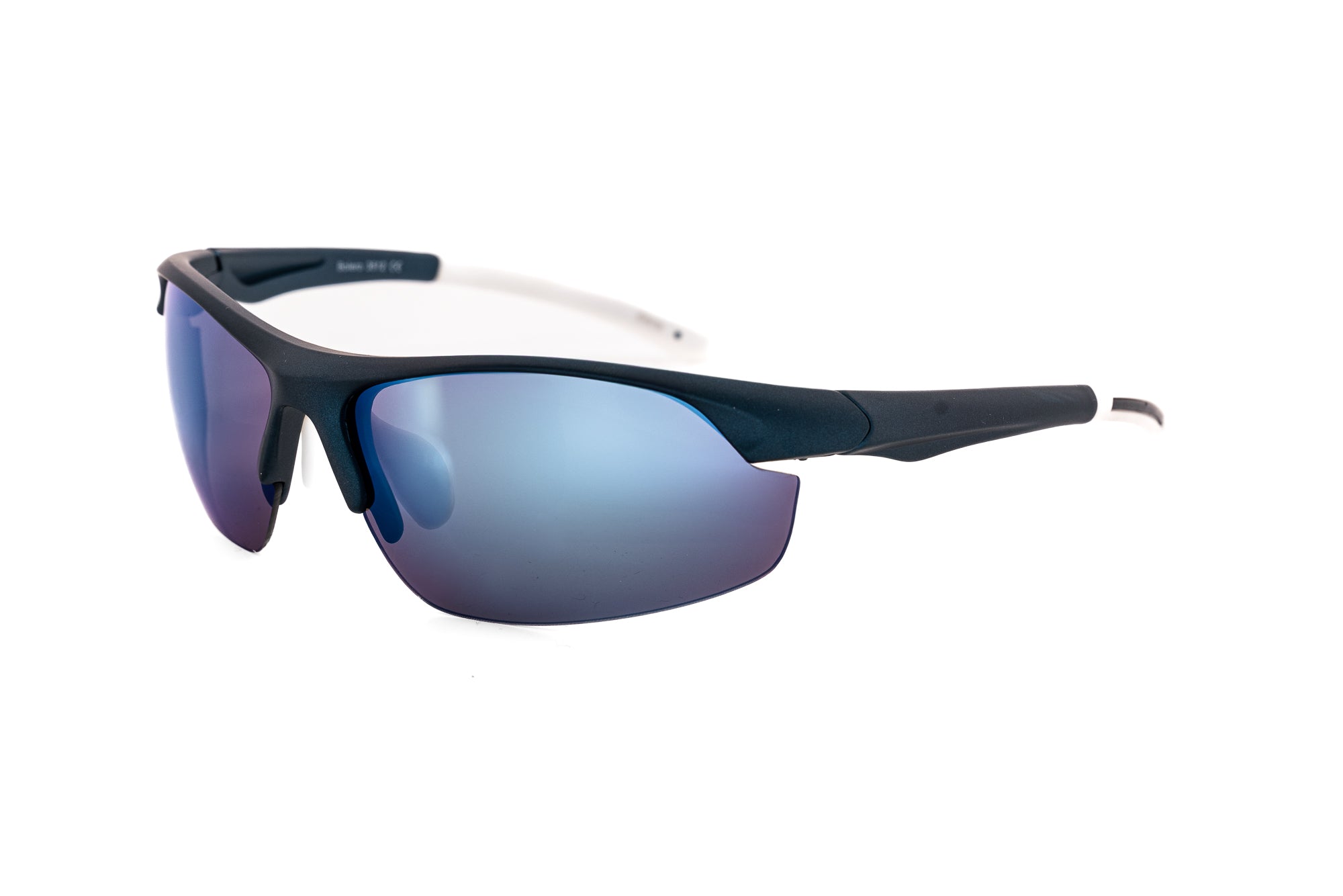 Apex by Bolero Eyewear navy sport sunglasses with blue mirror wraparound lenses
