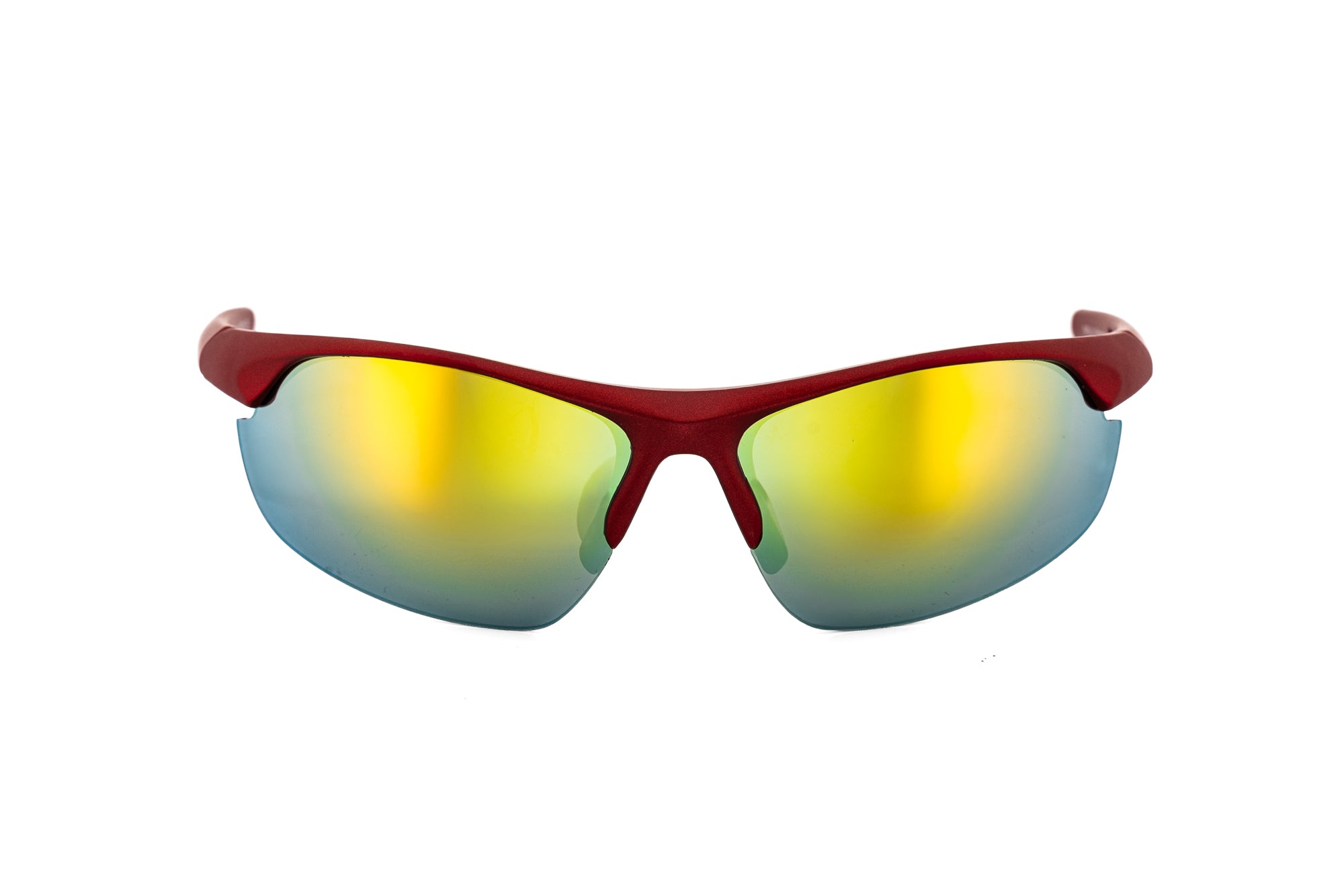 Apex wraparound sport sunglasses with mirrored UV protection lenses front angle view