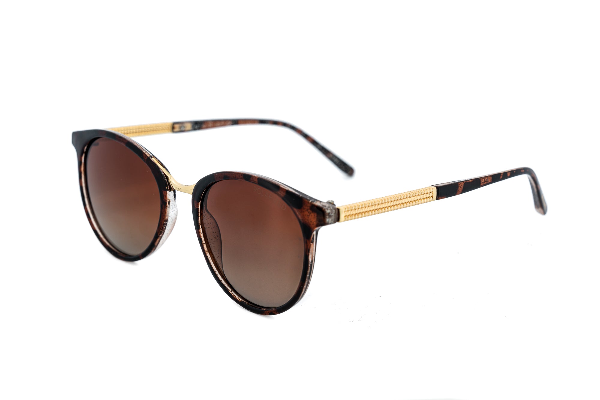 Arabelle by Bolero Eyewear tortoise round sunglasses with brown lenses and lightweight metal-polycarbonate temples