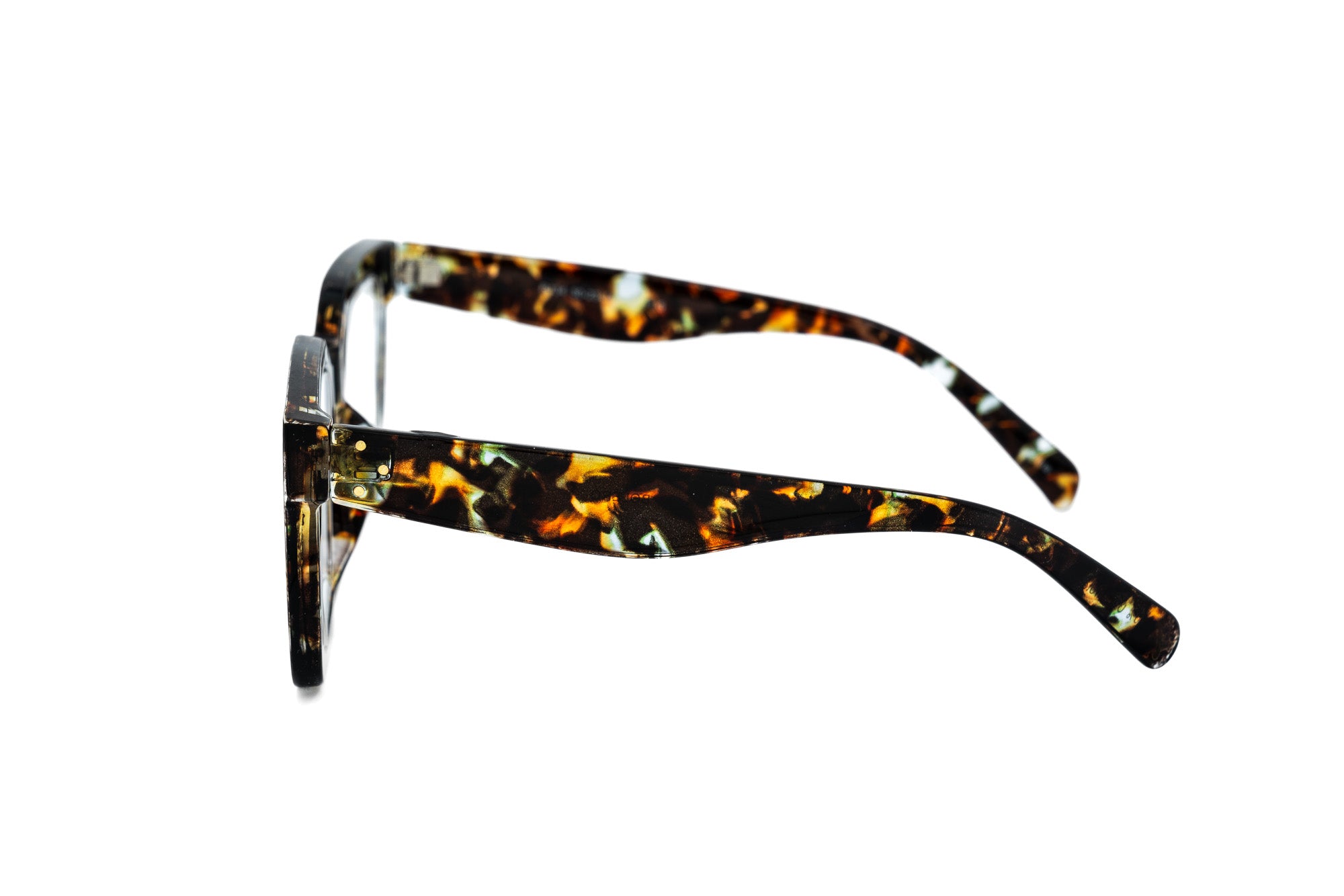 Ardenmoor by Bolero Eyewear square-frame acetate reading glasses in blue lighting marbled finish side angle view
