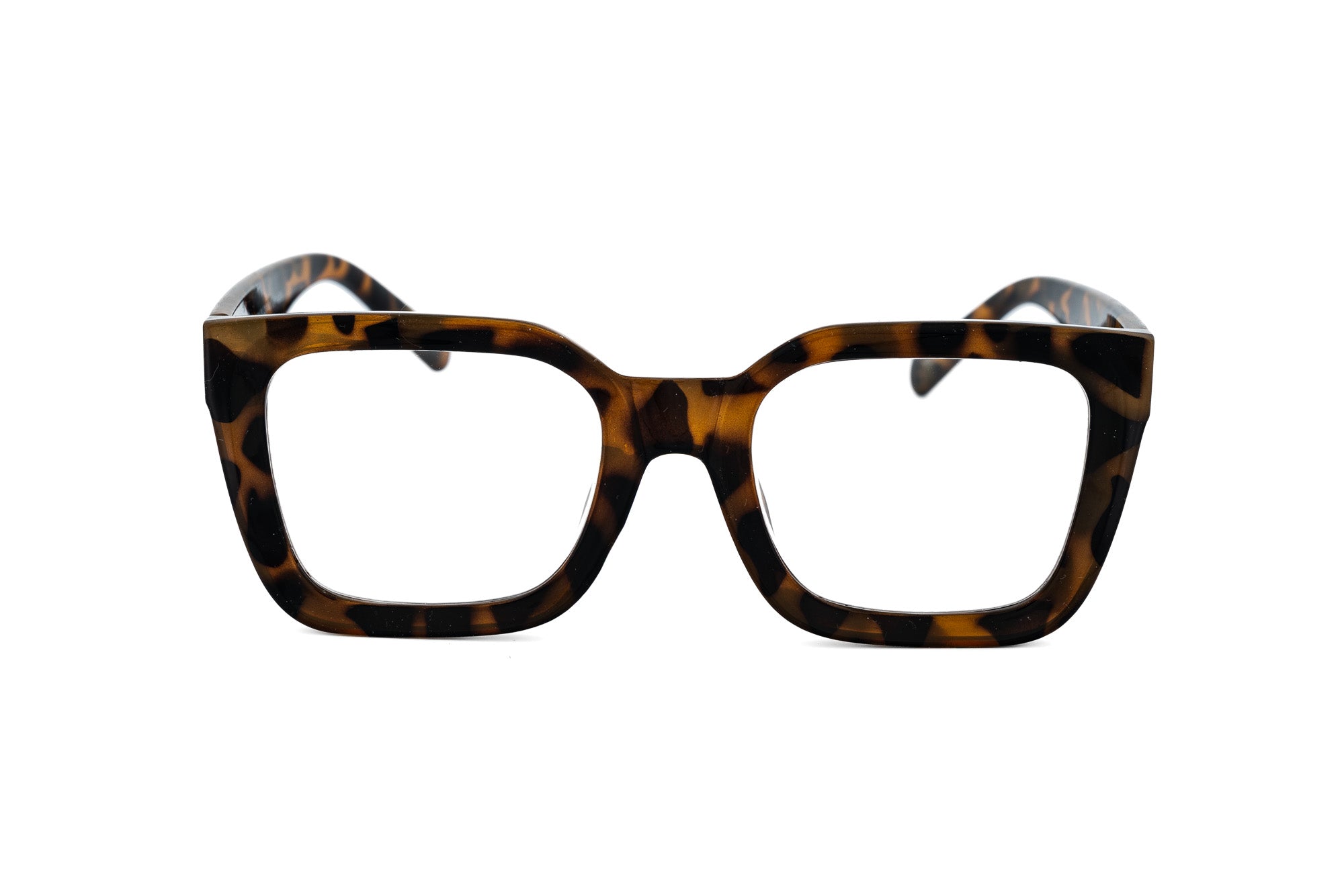 Ardenmoor by Bolero Eyewear oversized square reading glasses in tortoise acetate front angle view
