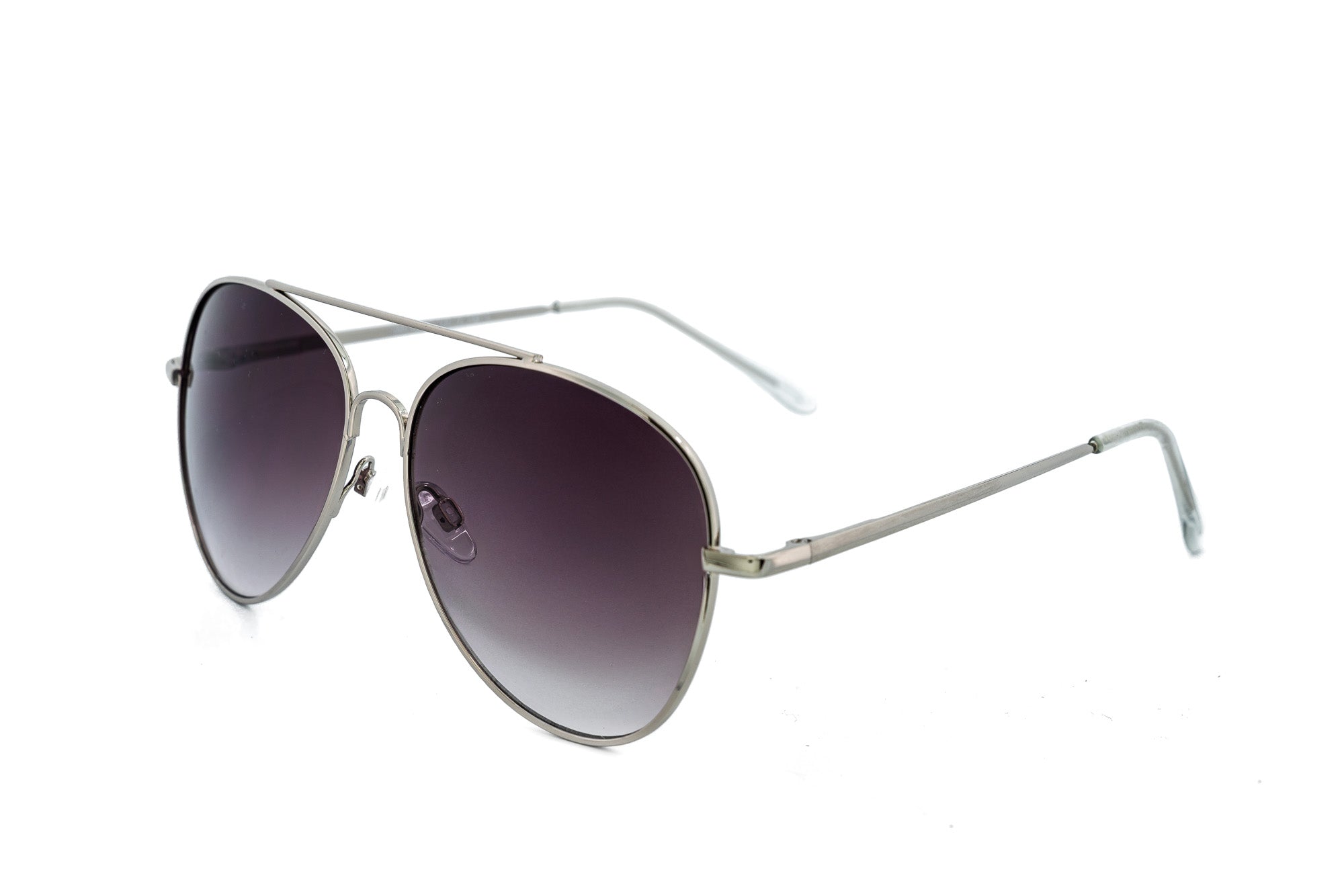 Astra by Bolero Eyewear aviator sunglasses in silver with smoke gradient UV lenses