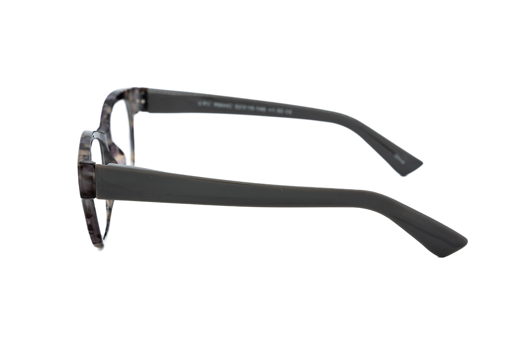 Aveline by Bolero Eyewear gray tortoiseshell Aveline polycarbonate reading glasses side angle view