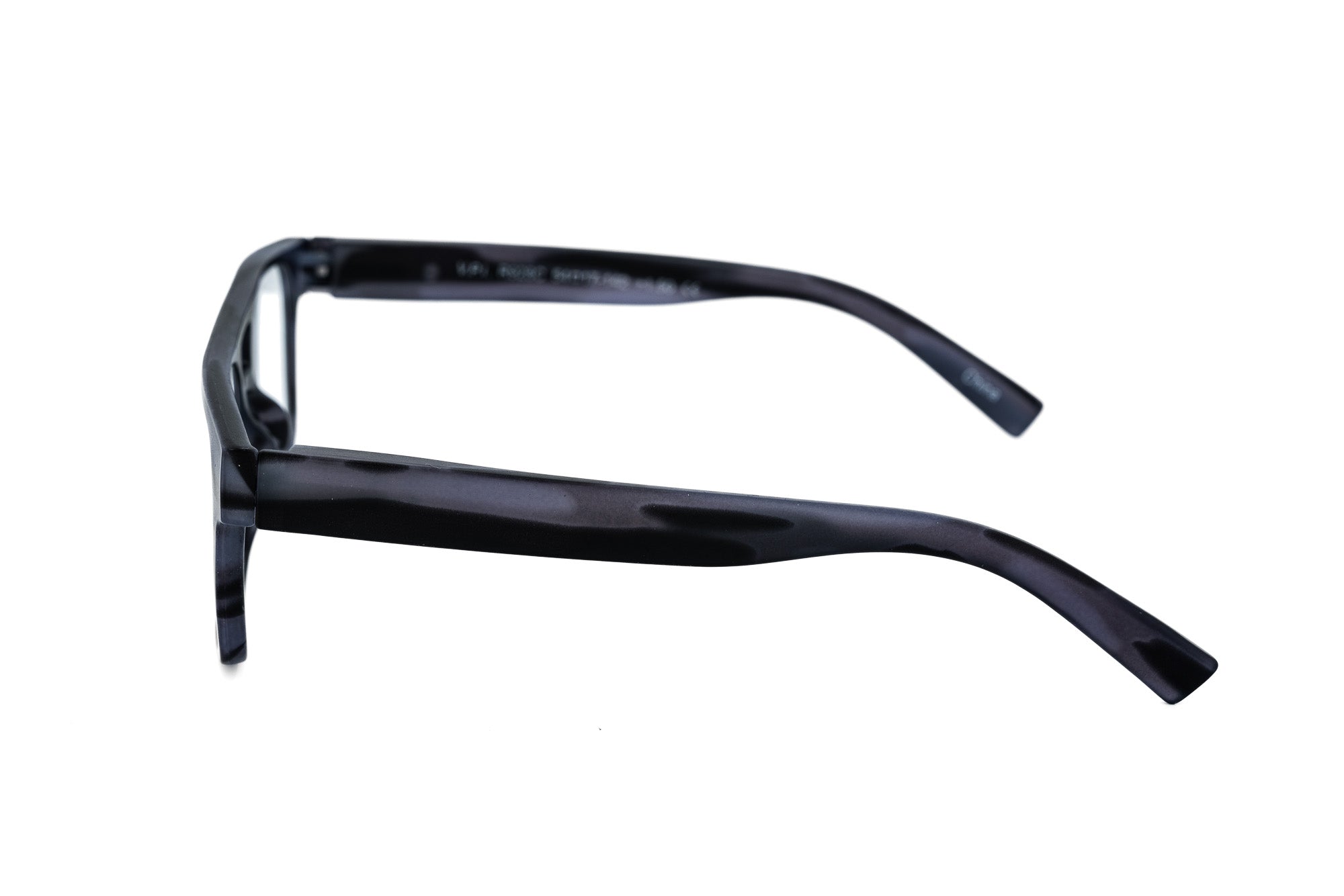 Baron by Bolero Eyewear rectangular reading glasses by Bolero Eyewear in blue marbled polycarbonate side angle view