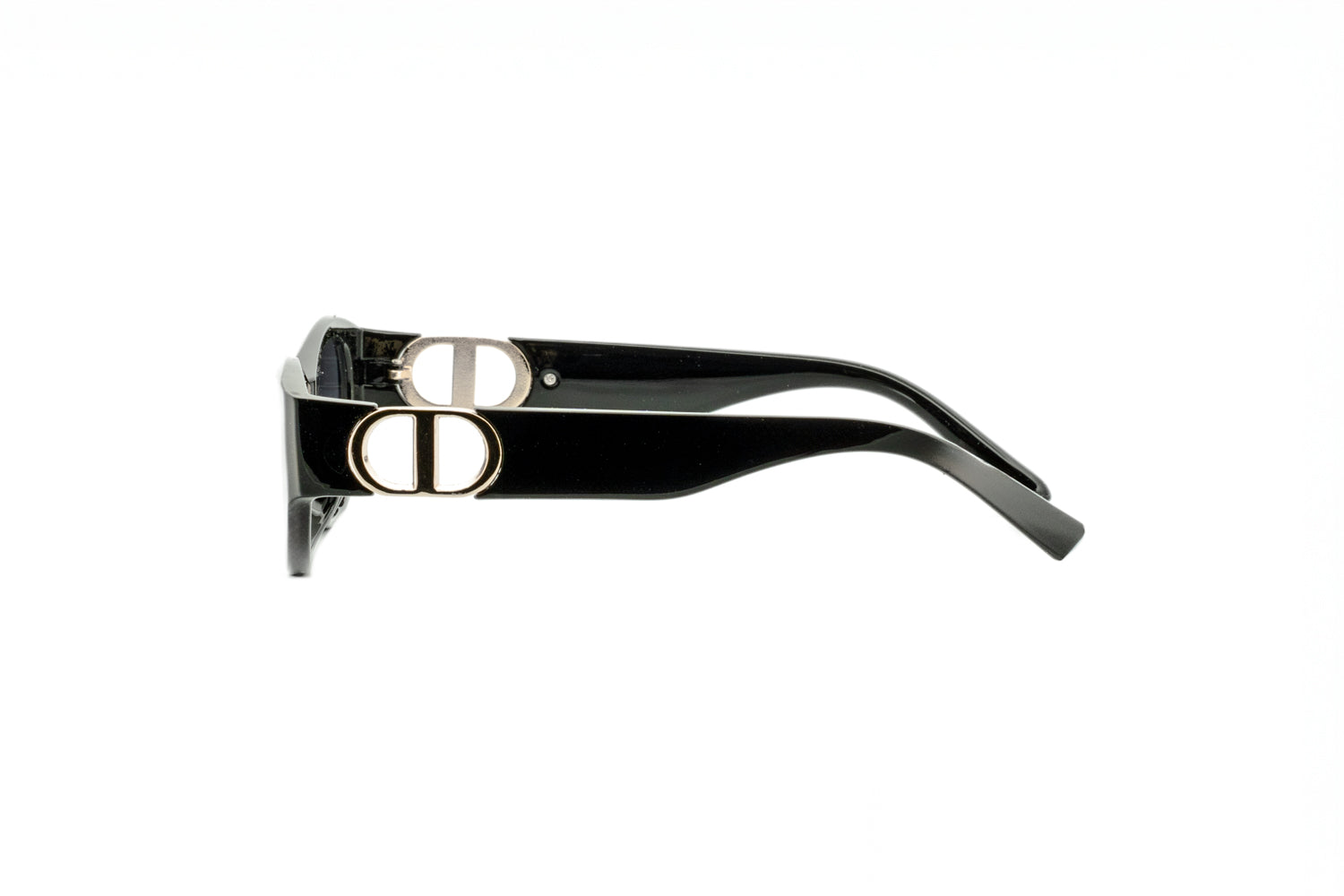 Britney by Boléro Eyewear black oval sunglasses with dark lenses side angle view