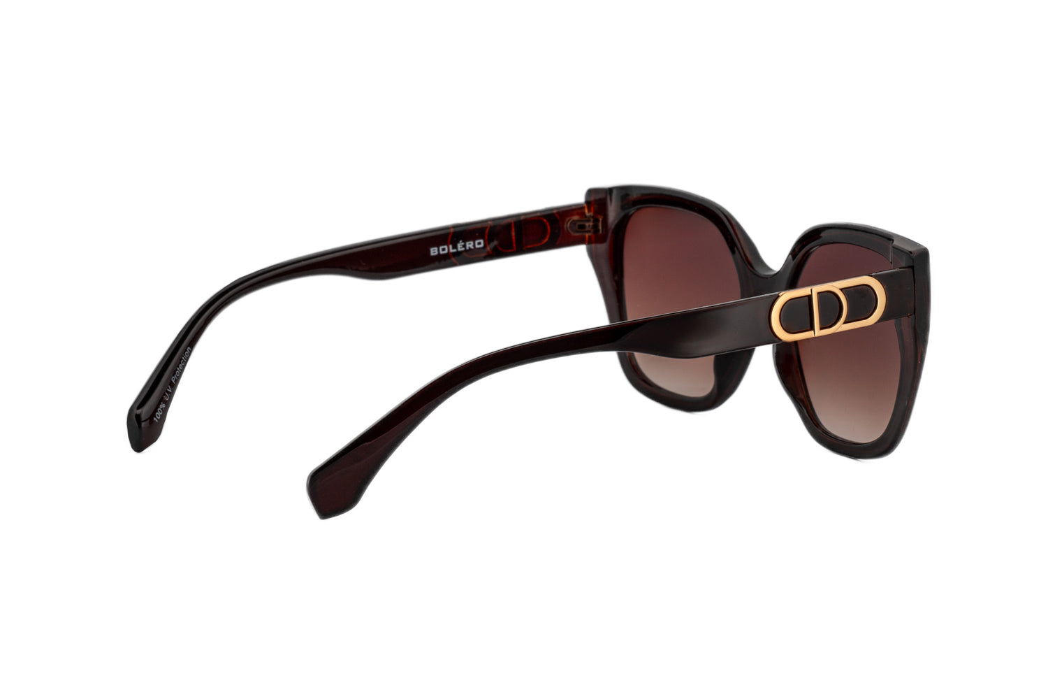 Chelsea by Boléro Eyewear brown acetate sunglasses with sculpted frame and UV lenses rear-three quarter angle view