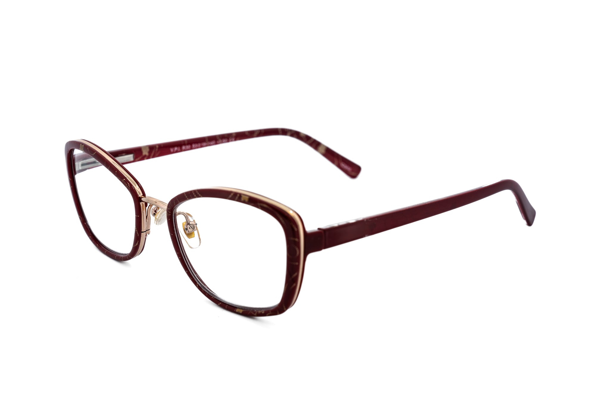 Claret by Bolero Eyewear wine-red reading glasses with gold accents and polycarbonate frame