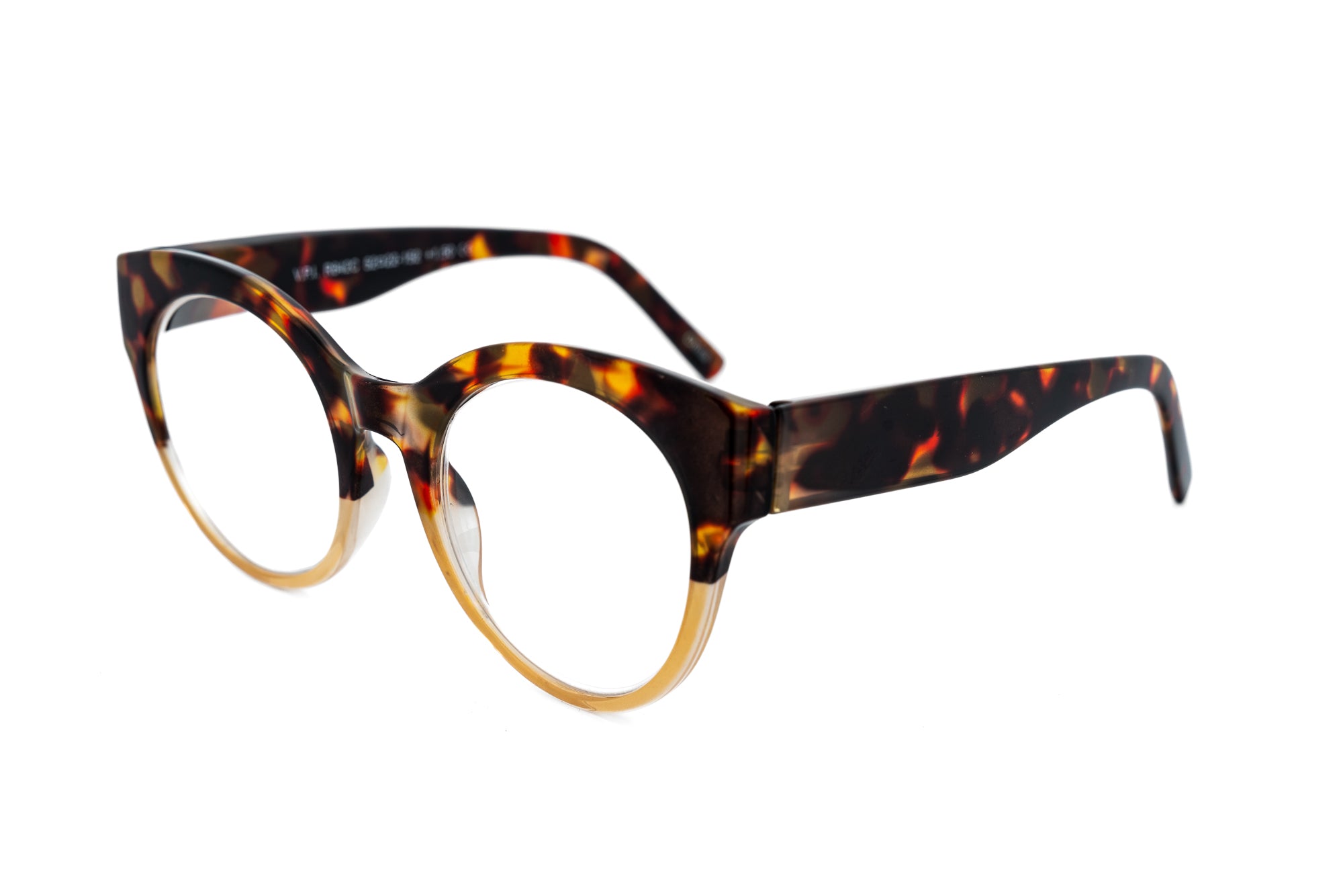 Claudette by Bolero Eyewear reading glasses in tortoise gradient oversize round design