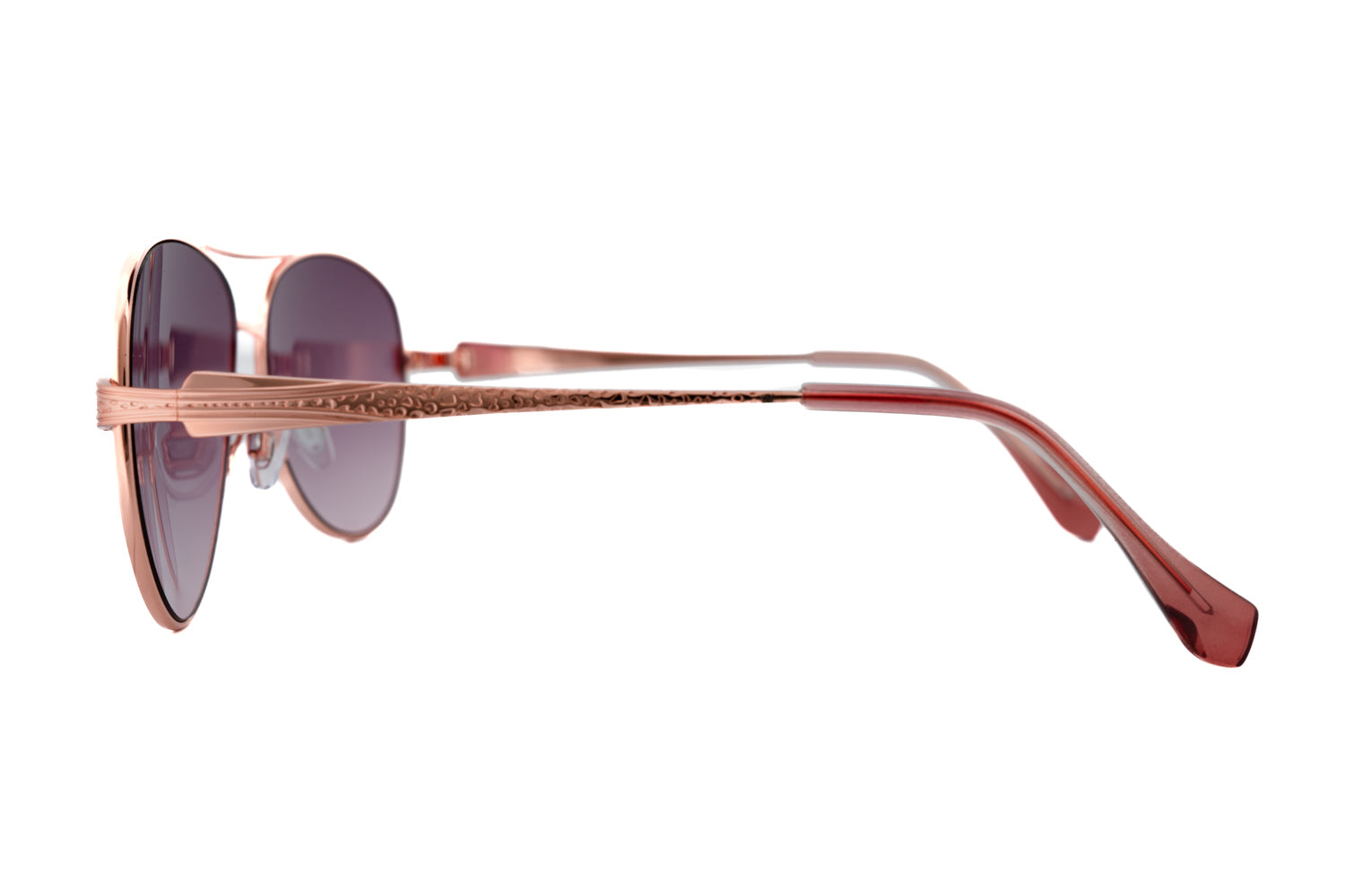 Connie by Boléro Eyewear gold aviator sunglasses with gradient lenses and elegant metal frame side angle view