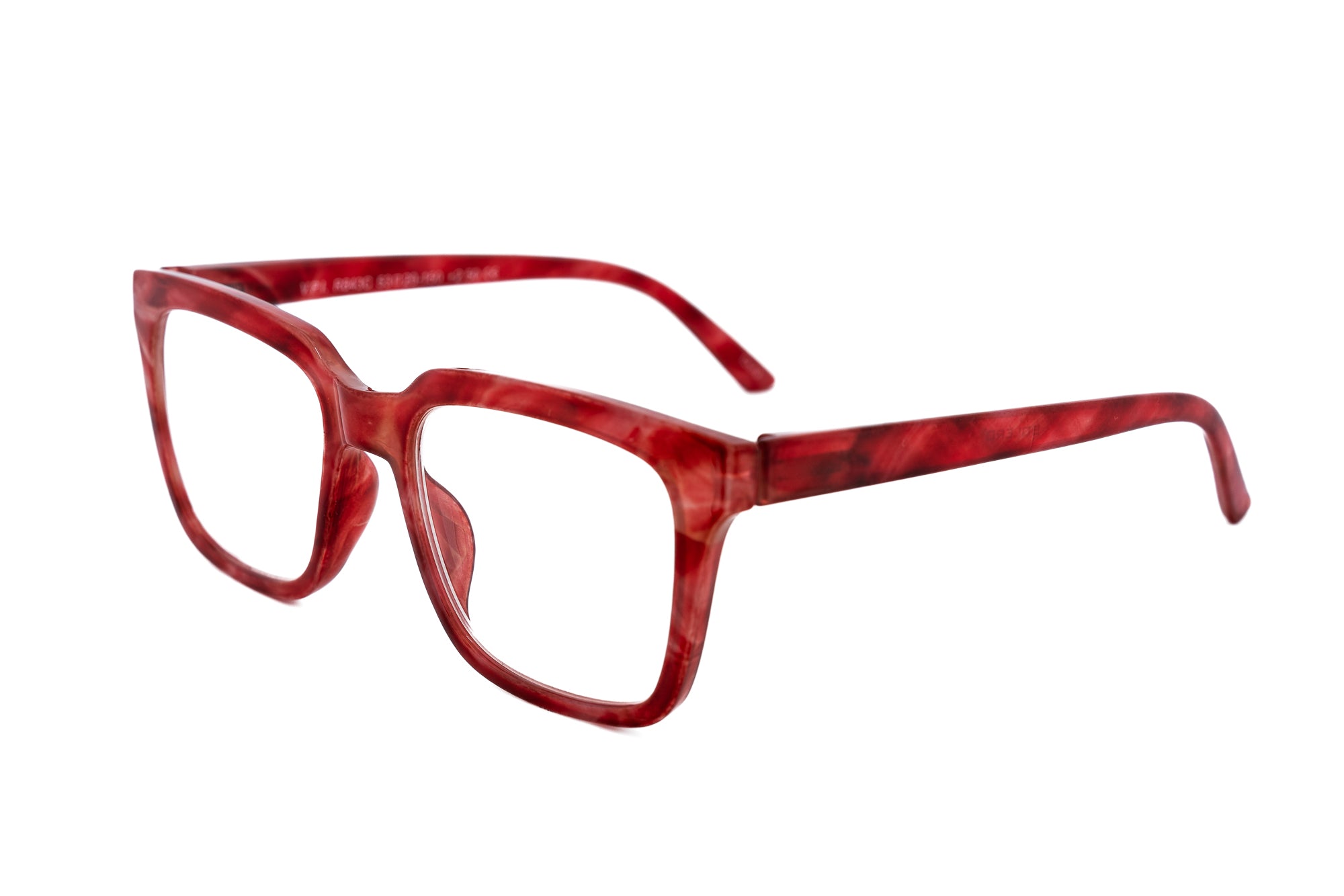 Coralie by Bolero Eyewear marbled rectangular reading glasses in red