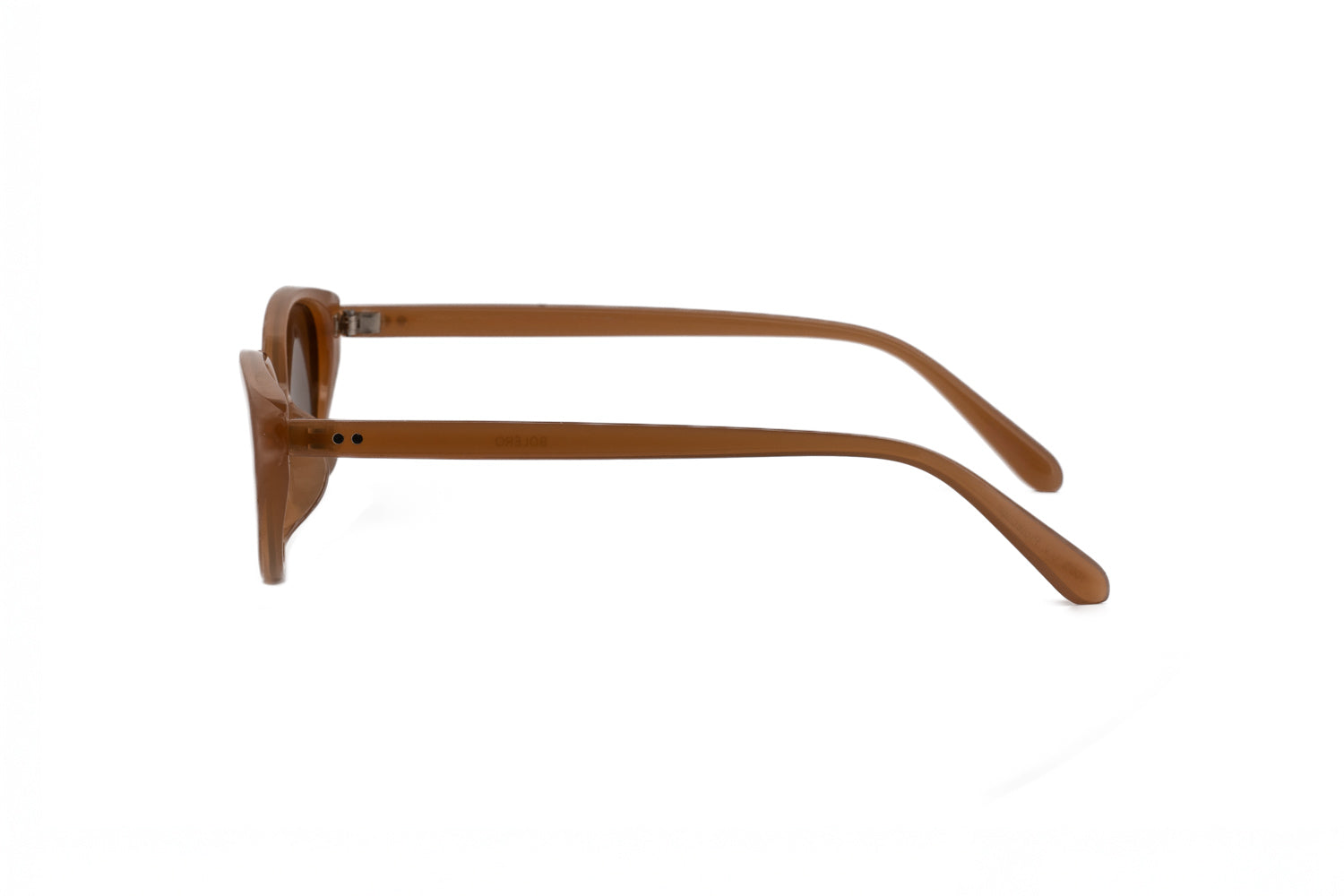 Cruz by Bolero Eyewear beige cat-eye sunglasses with brown UV lenses and sculpted acetate frame side angle view