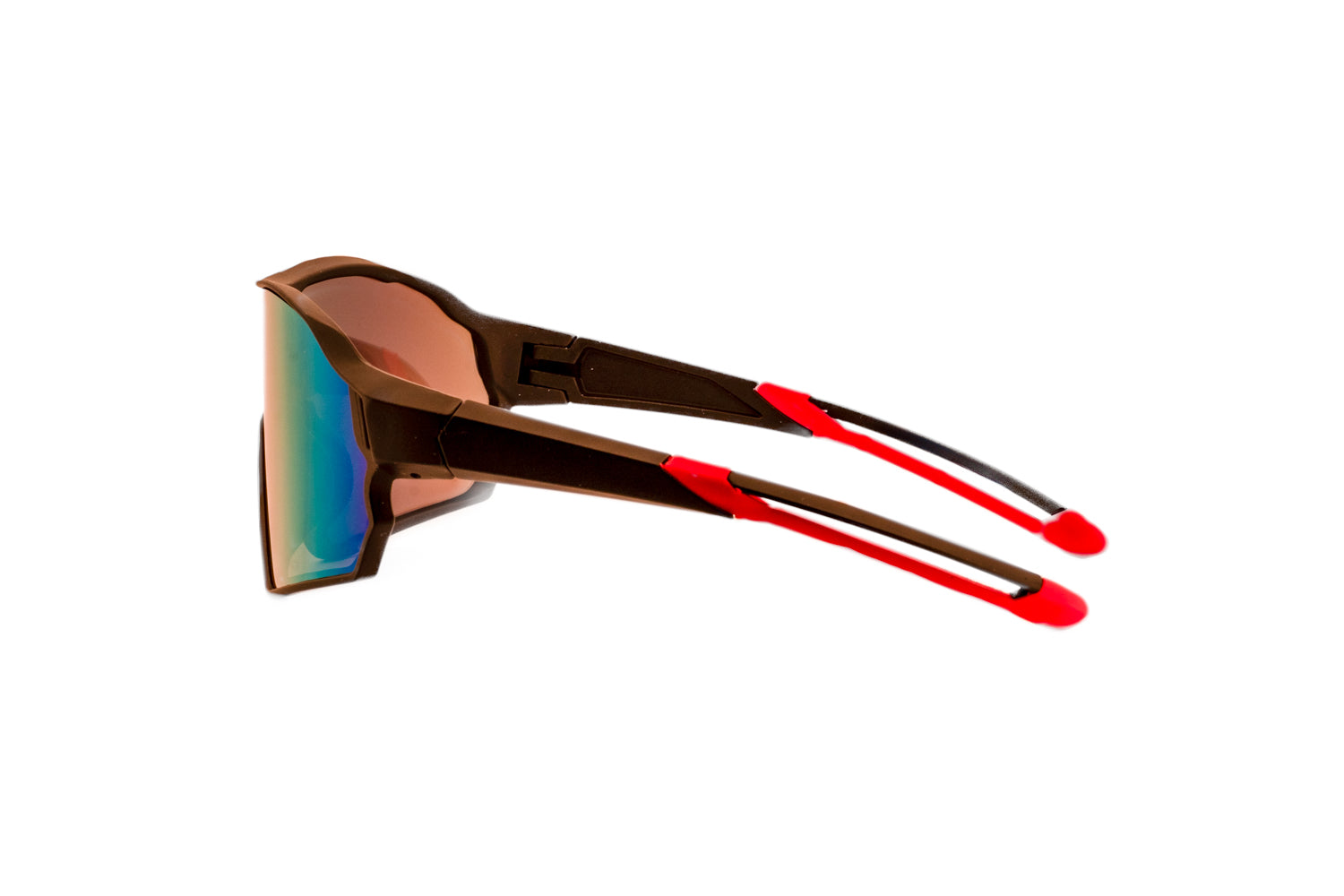 Dan by Boléro Eyewear sport shield sunglasses with red mirror lens side angle view