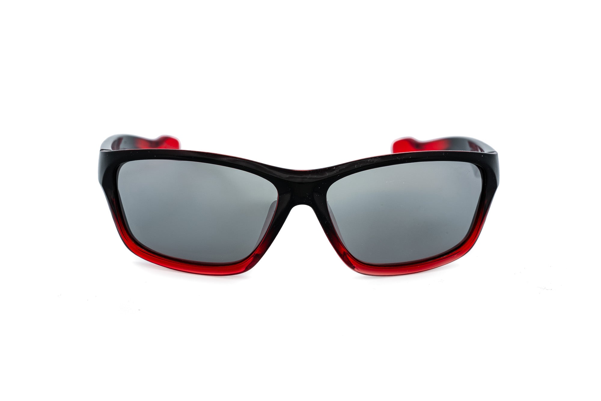 Dash by Bolero Eyewear kids sporty sunglasses in red and silver with wraparound polycarbonate frame front angle view
