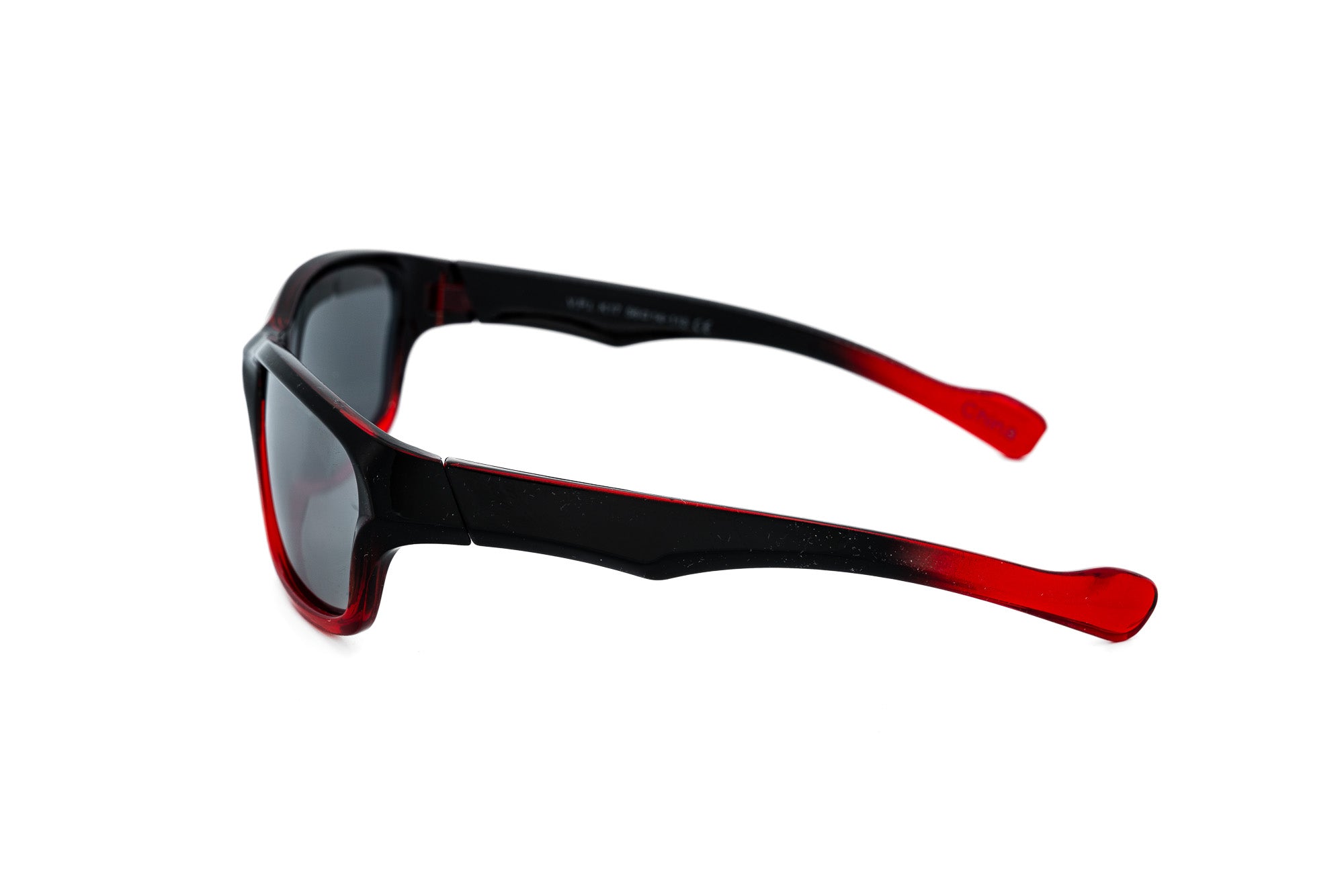 Dash by Bolero Eyewear kids sporty sunglasses in red and silver with wraparound polycarbonate frame side angle view
