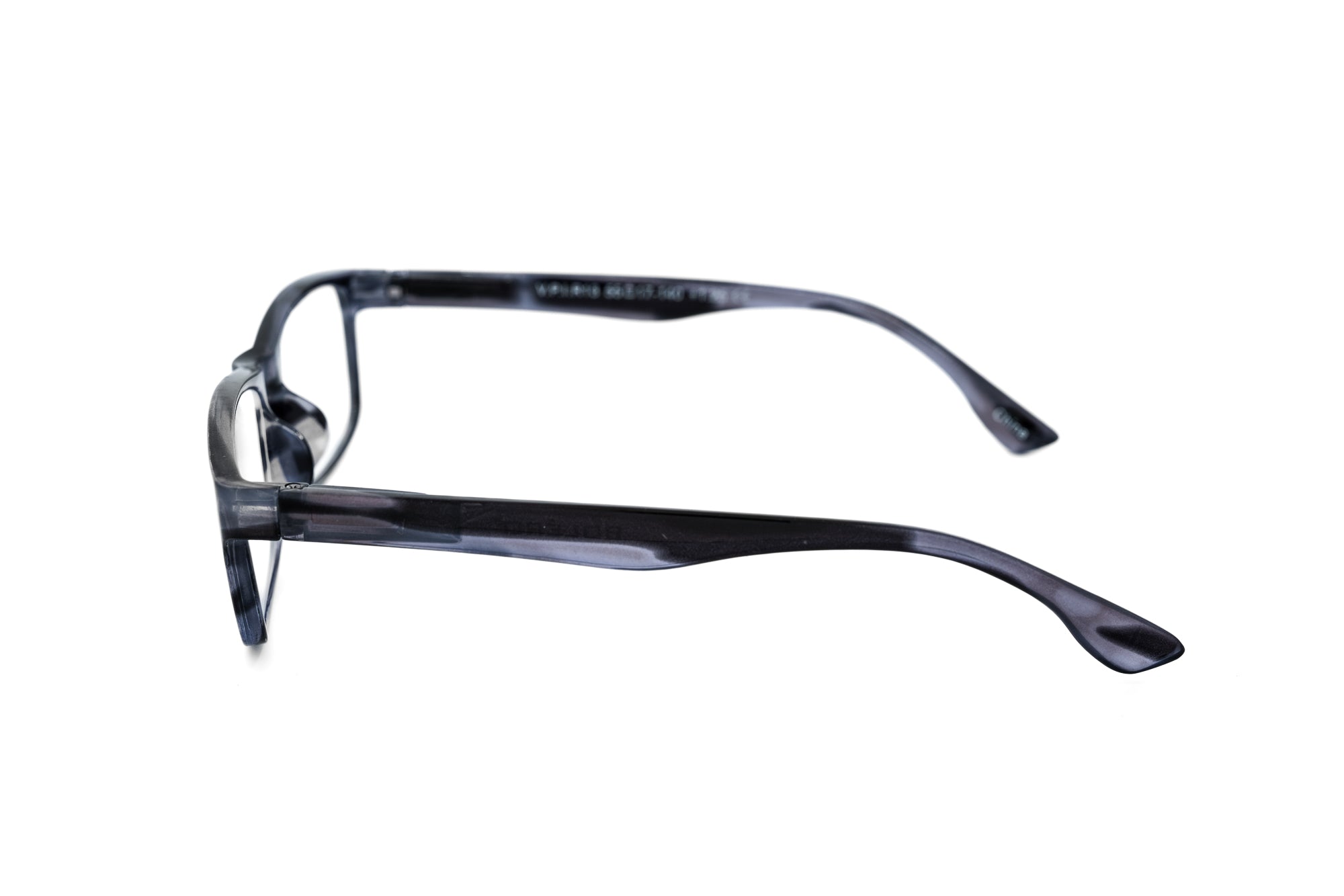 Elston by Bolero Eyewear reading glasses in blue marbled polycarbonate frame side angle view
