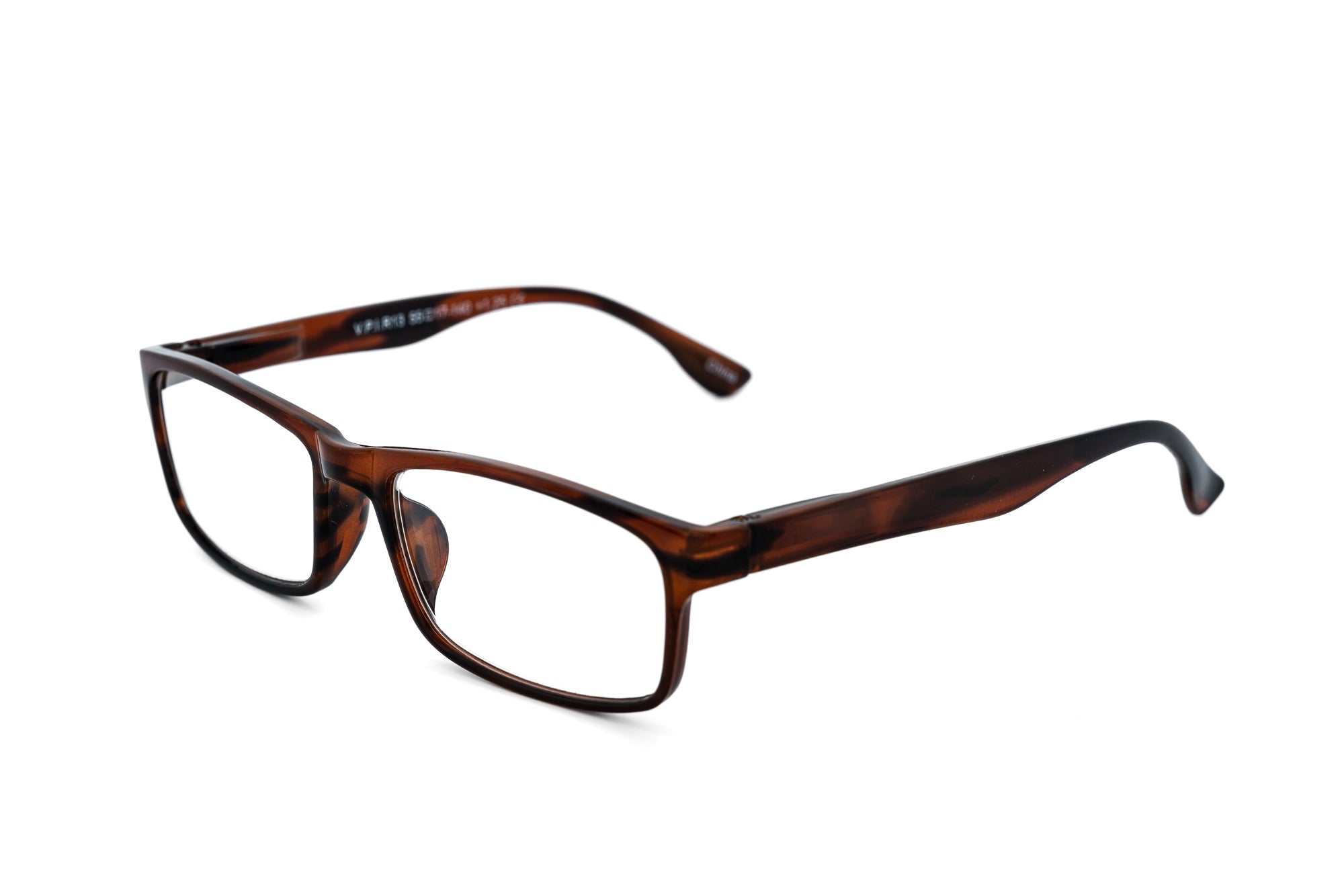 Elston by Bolero Eyewear brown rectangular reading glasses with subtle patterned finish