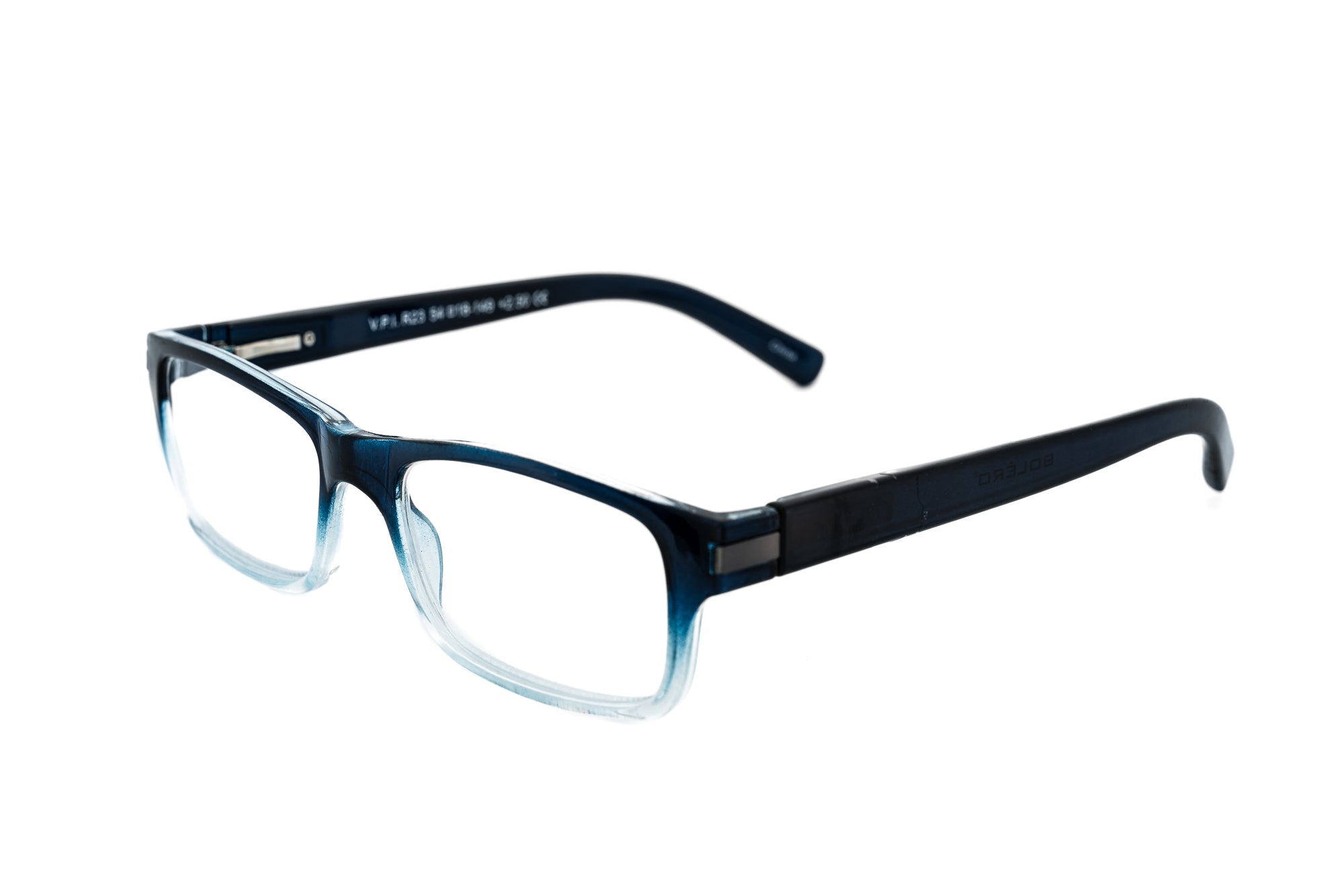 Emeric by Bolero Eyewear blue gradient reading glasses with square lenses and lightweight polycarbonate frame