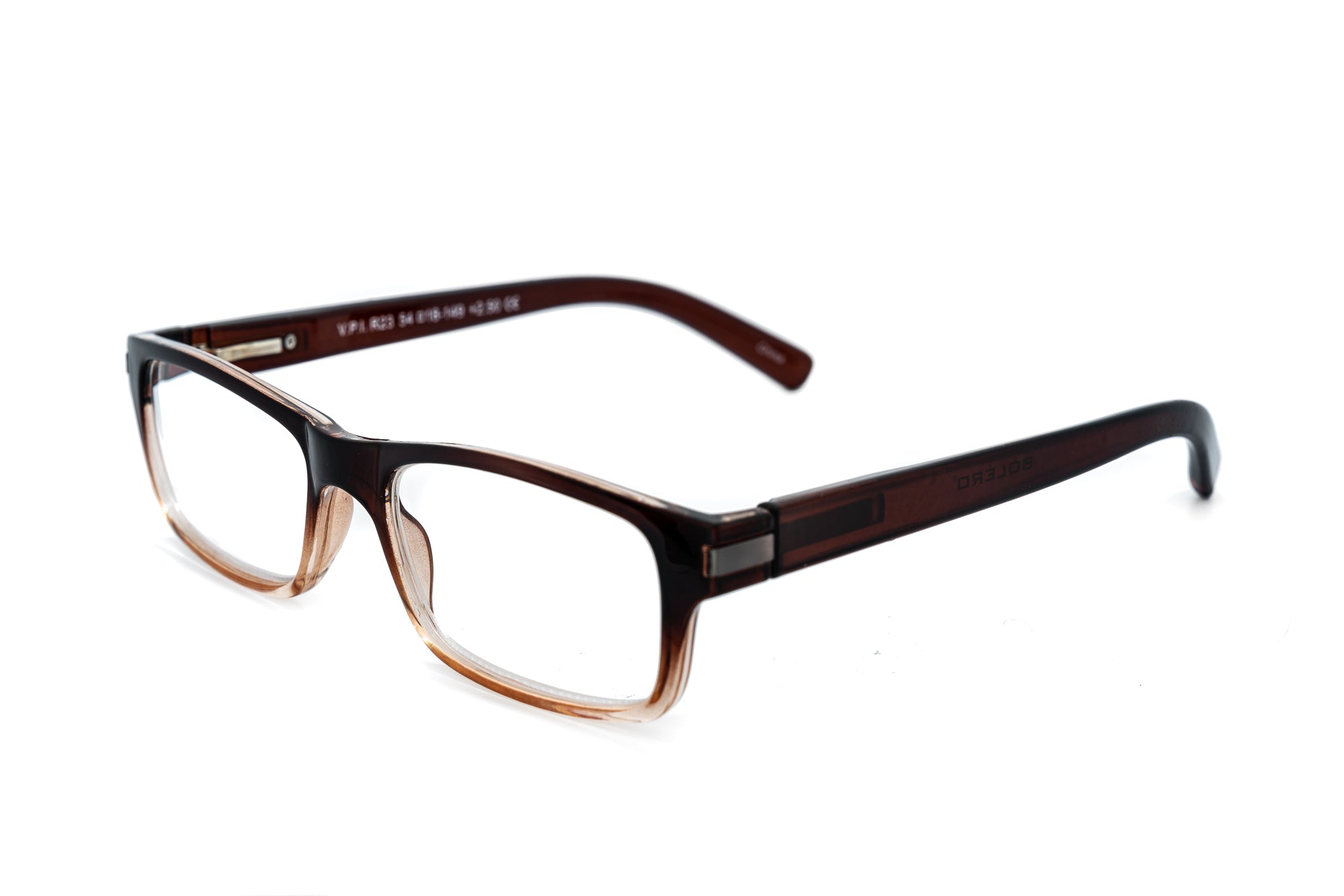 Emeric by Bolero Eyewear brown gradient reading glasses with modern rectangular frame