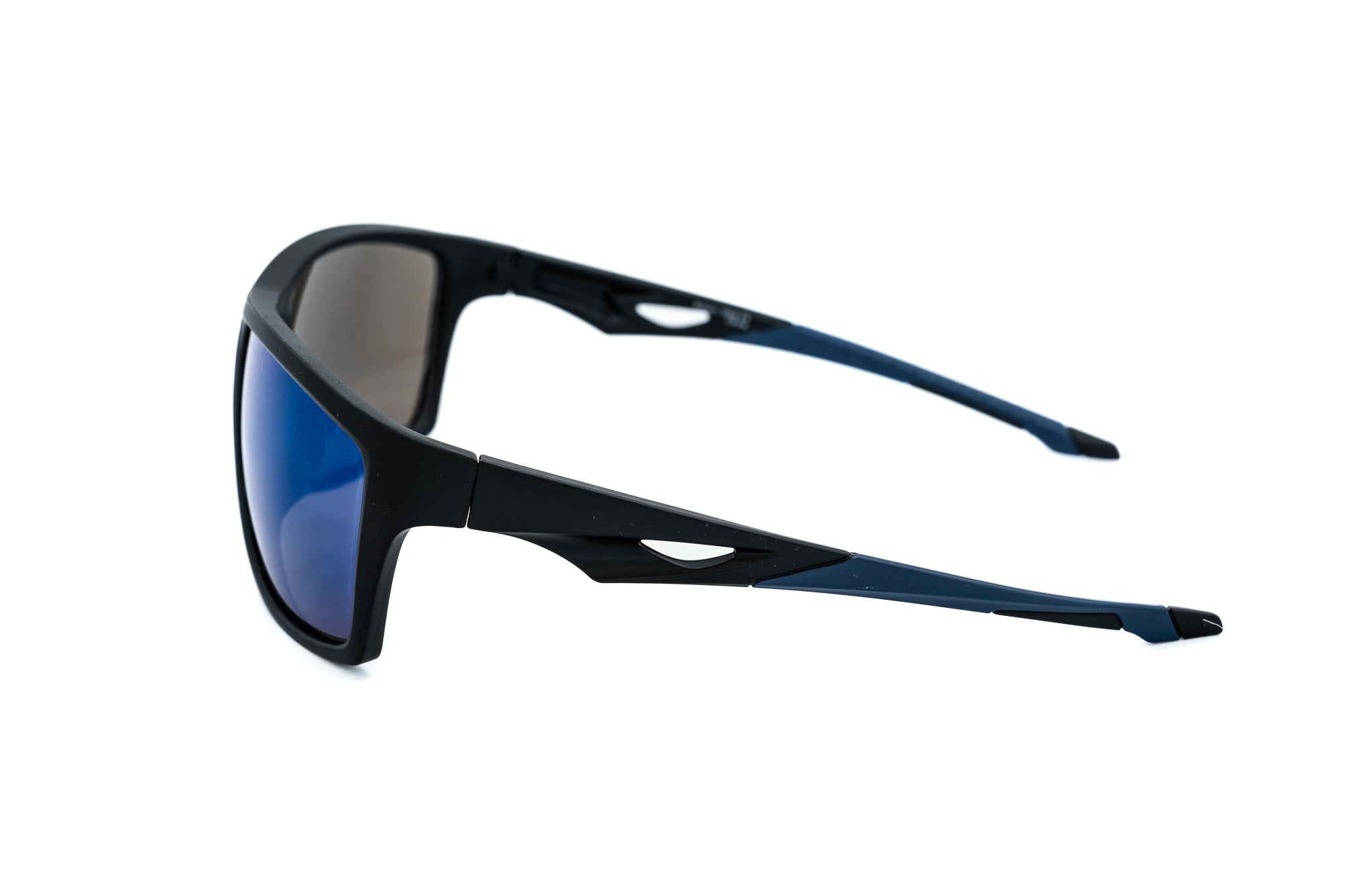 High-performance sport sunglasses with UV protection and mirror finish lenses side angle view