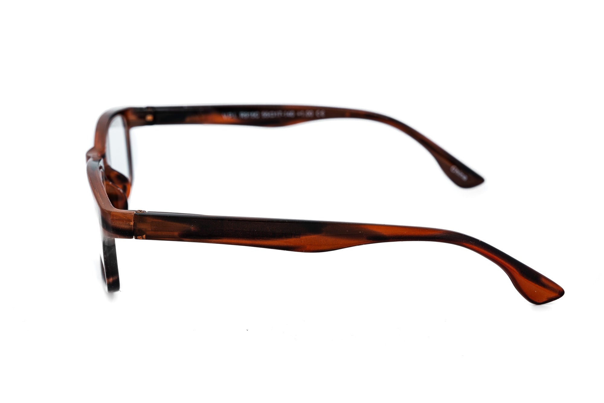 Fedorra by Bolero Eyewear tortoise reading glasses with lightweight frame and clear lenses side angle view
