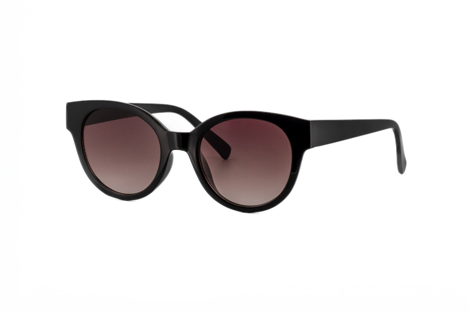 Fynn modern vintage round sunglasses in black with smoke gradient lenses