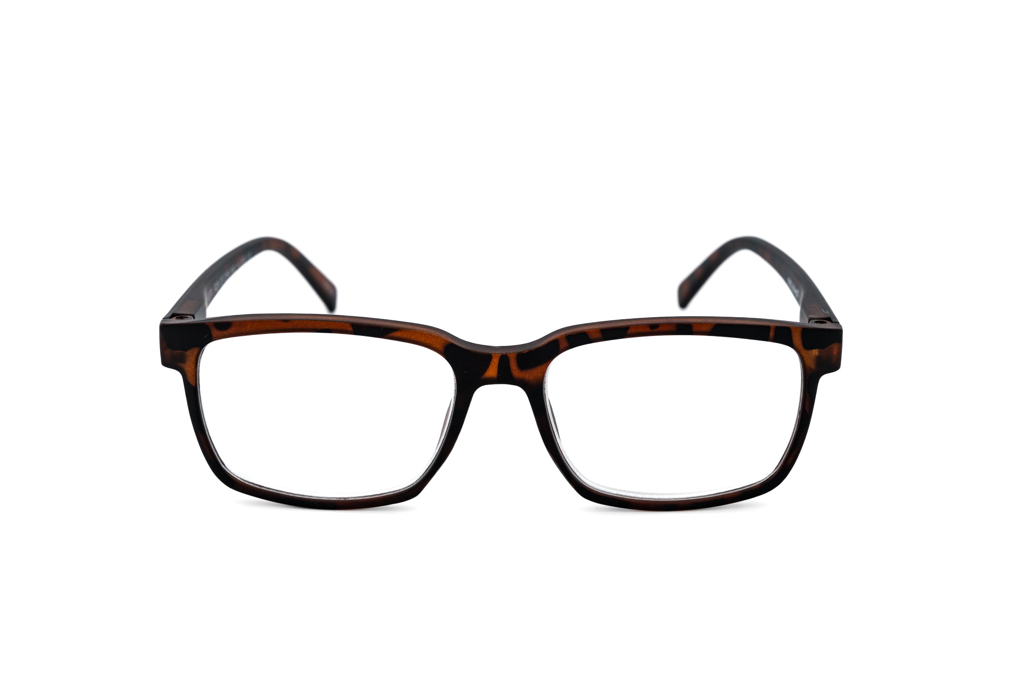 Henrick by Bolero Eyewear rectangular reading glasses in tortoise minimalist men’s eyewear front angle view