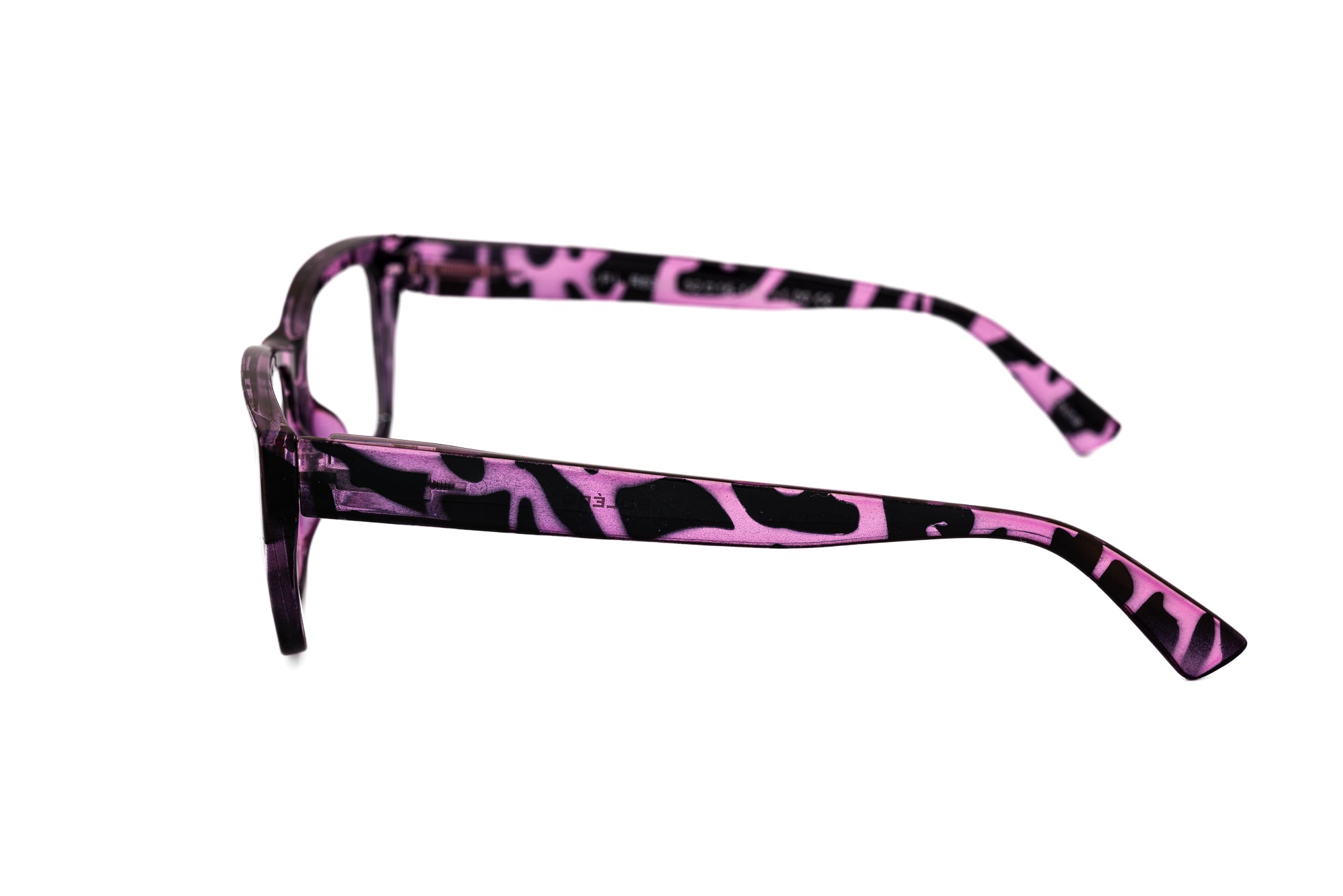 Isolde by Bolero Eyewear purple Tortoise rectangular polycarbonate reading glasses side angle view