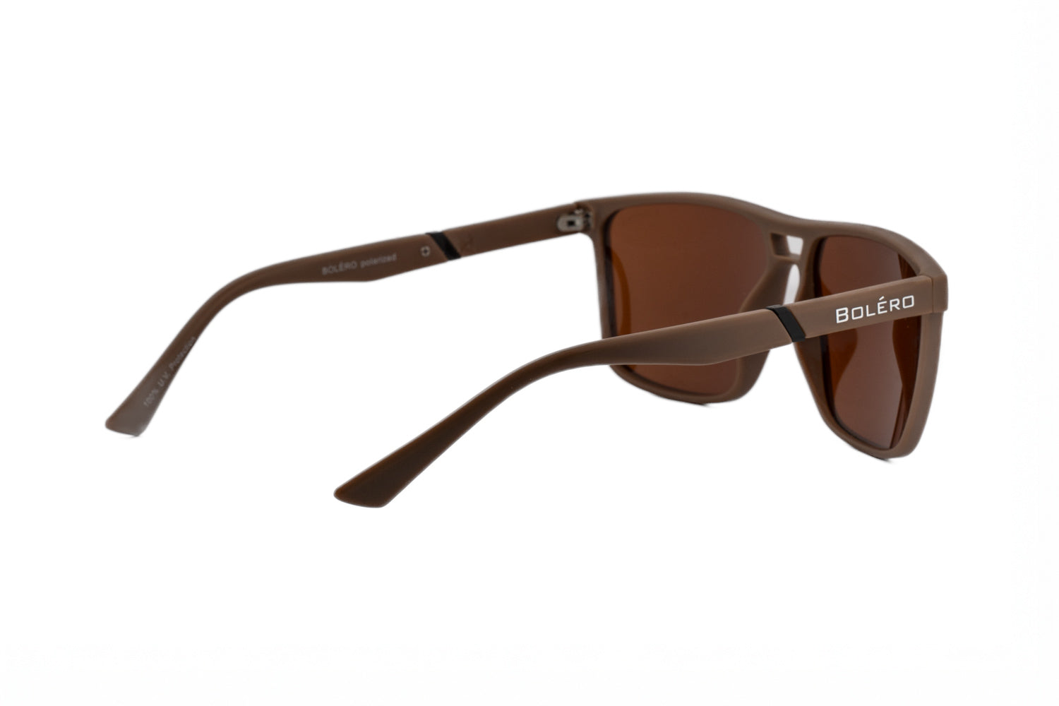 Bolero Eyewear Jaxon brown square polarized sunglasses rear three-quarter angle view