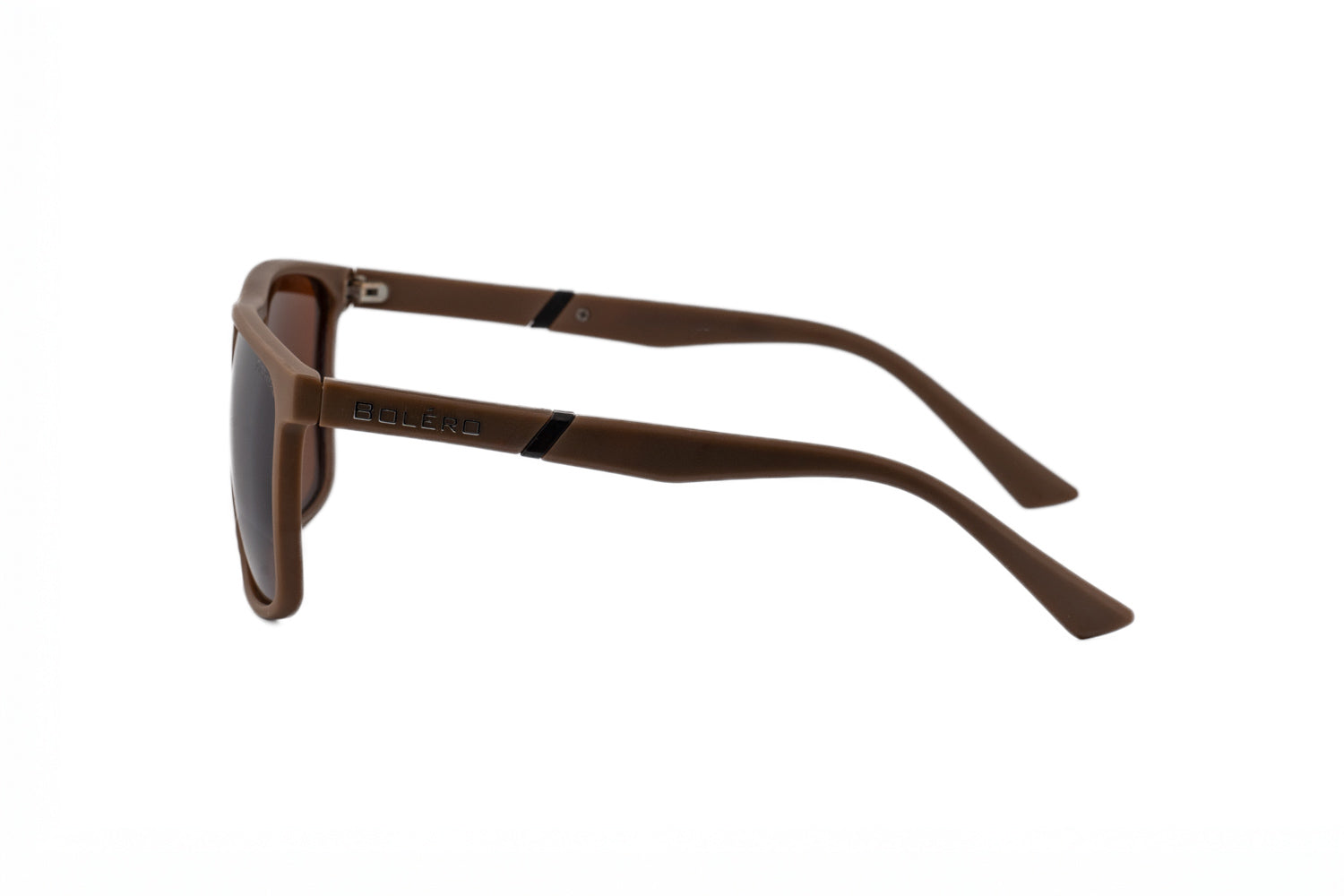 Bolero Eyewear Jaxon brown square polarized sunglasses side angle view