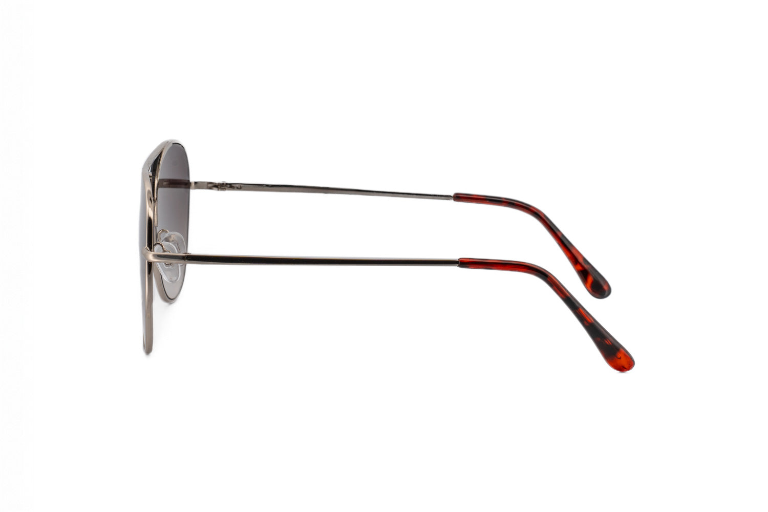 Jett by Bolero Eyewear gunmetal aviator sunglasses with gradient gray lenses and lightweight metal frame side angle view