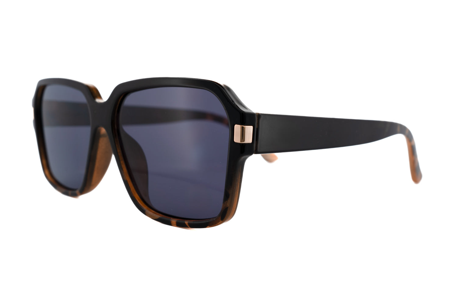Jolie by Boléro Eyewear oversized square sunglasses in tortoise black with dark lenses