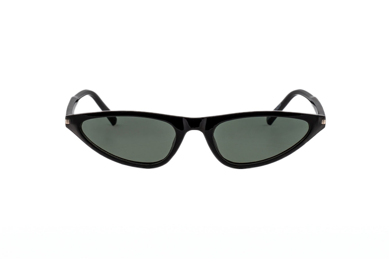 Kora by Bolero Eyewear black cat-eye sunglasses with slim angular design and smoke UV lenses by Bolero Eyewear front angle view