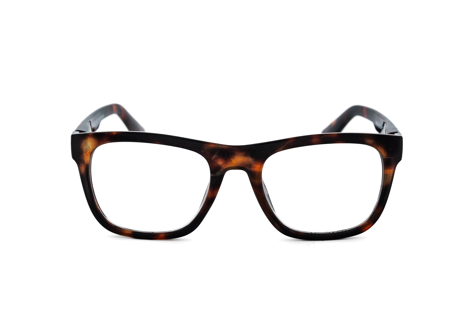 Lucent by Bolero Eyewear tortoise reading glasses with multi-tonal polycarbonate finish front angle view