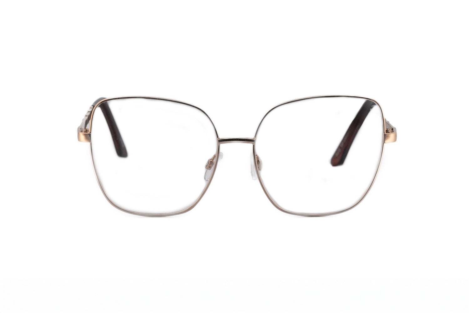 Lumos by Bolero Eyewear gold metal square reading glasses front angle view