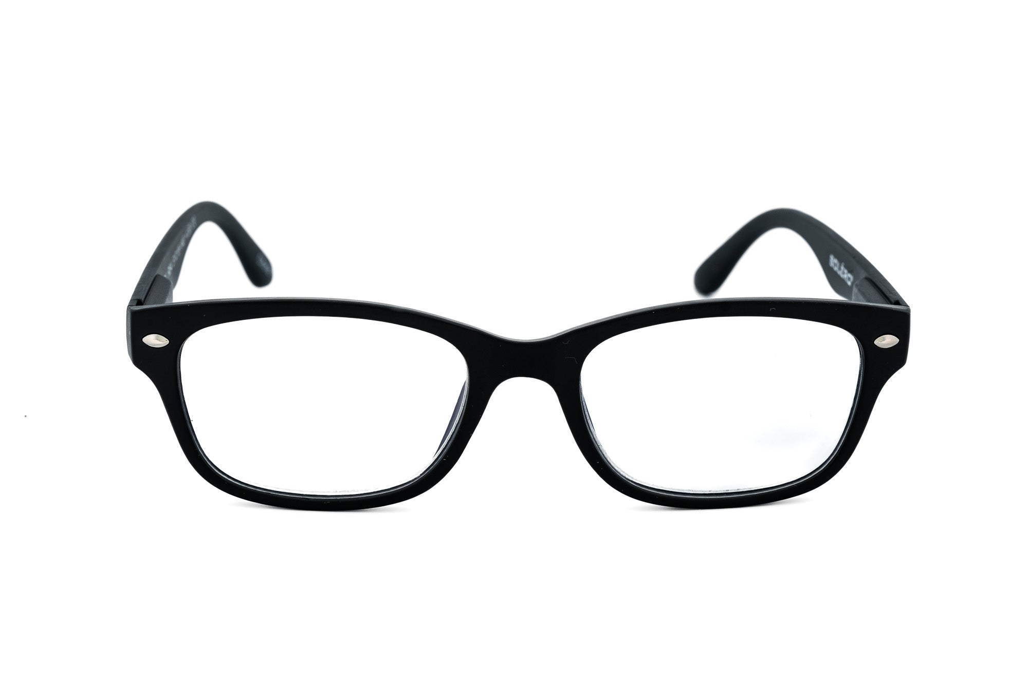 Luna by Bolero Eyewear Black blue-light protection reading glasses in cat-eye silhouette front angle view