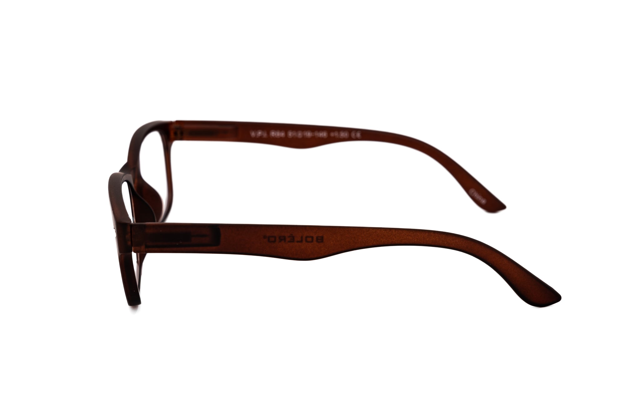 Luna by Bolero Eyewear Brown reading glasses with lightweight frame and cat-eye design side angle view