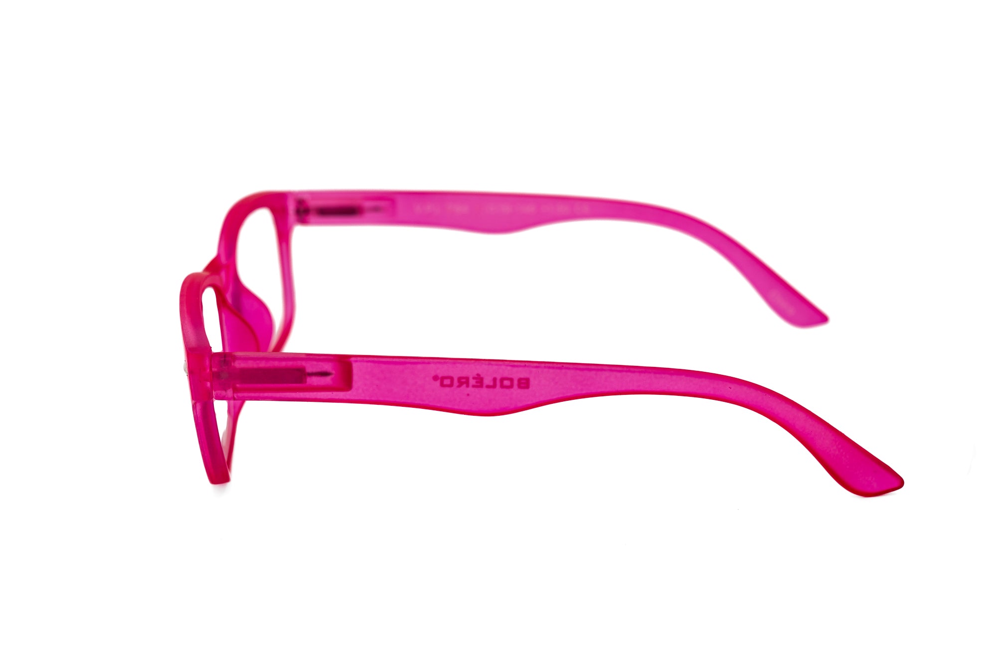 Luna by Bolero Eyewear Pink cat-eye reading glasses lightweight polycarbonate frame side angle view