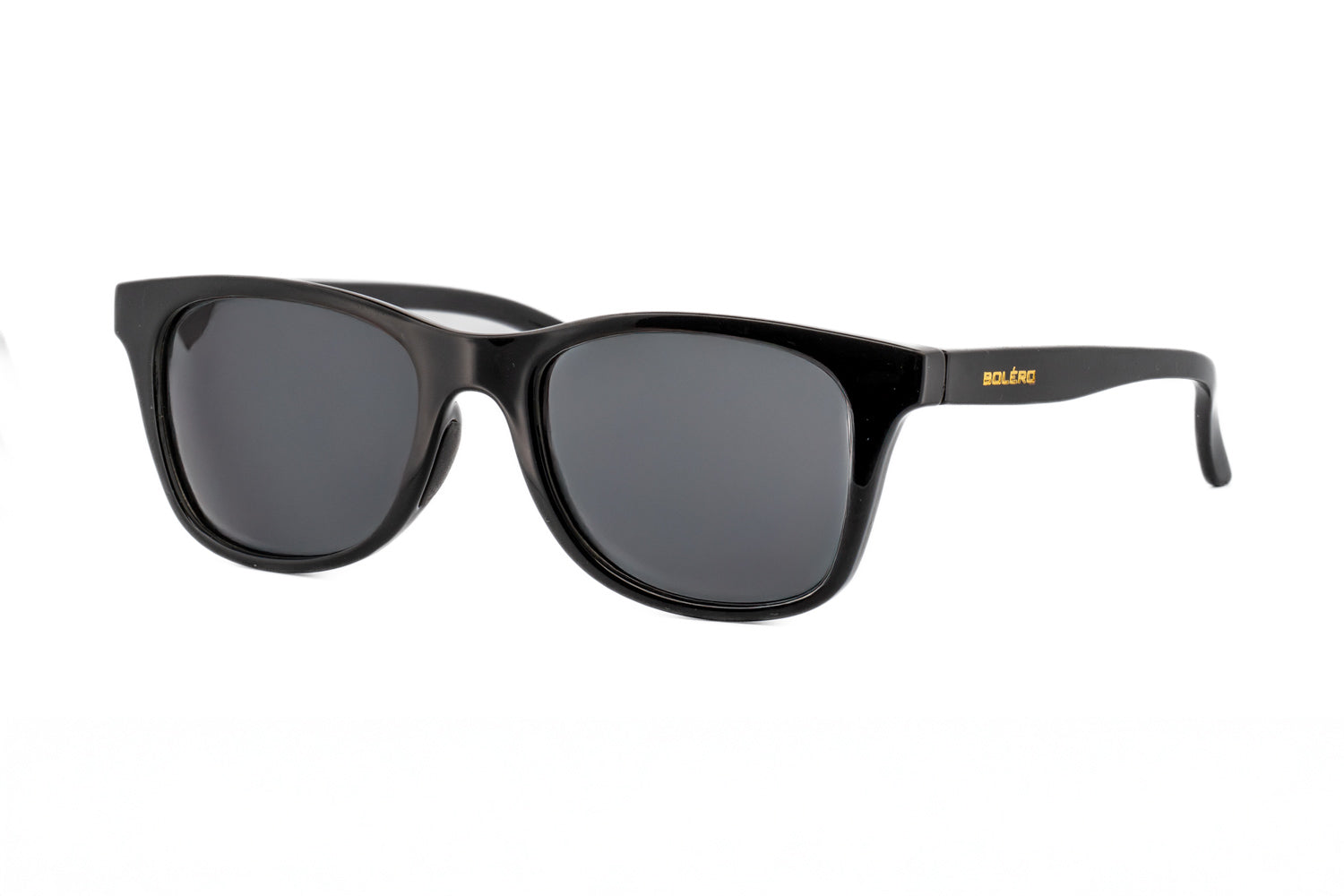 Luxor polarized sunglasses in black frame with silver mirror lenses – sporty wraparound design by Bolero Eyewear