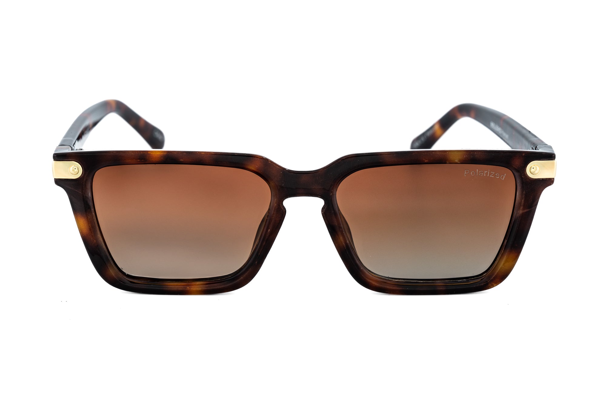 Marcero tortoise square sunglasses with polarized brown lenses by Bolero Eyewear front angle view