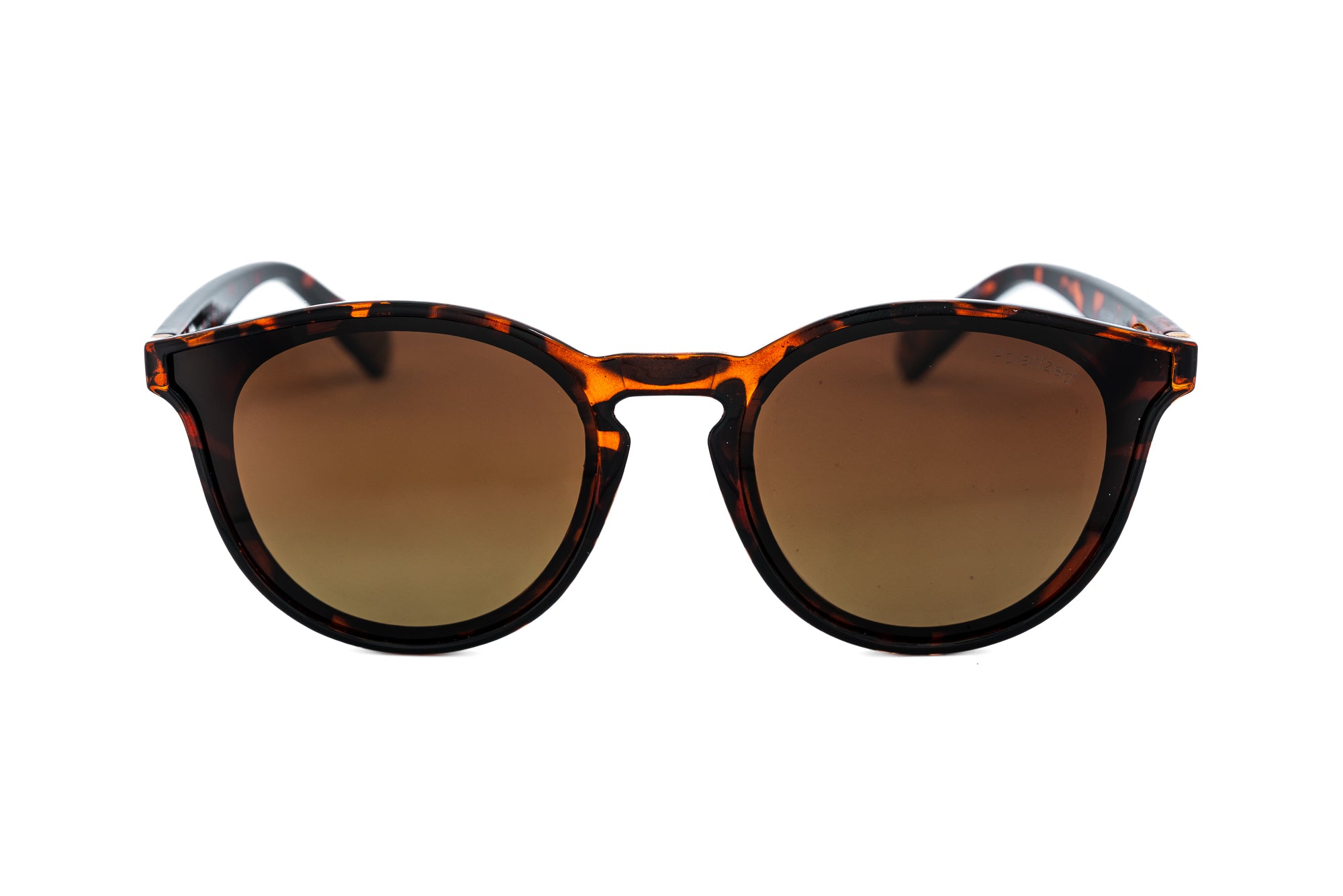 Maribel rounded tortoise-shell sunglasses with brown polarized lenses front angle view