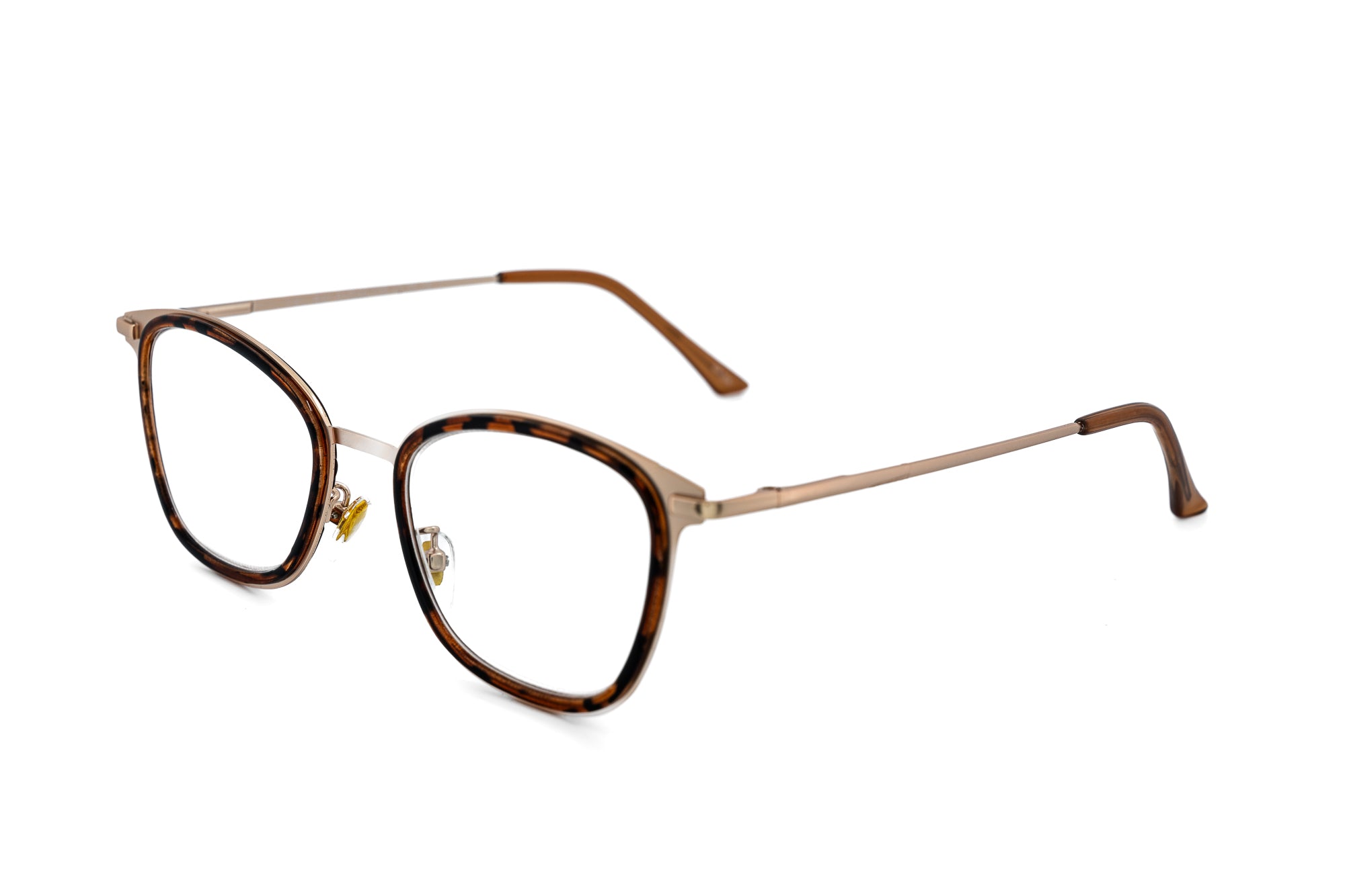 Marlowe tortoise brown reading glasses with geometric frame and lightweight metal temples by Bolero Eyewear
