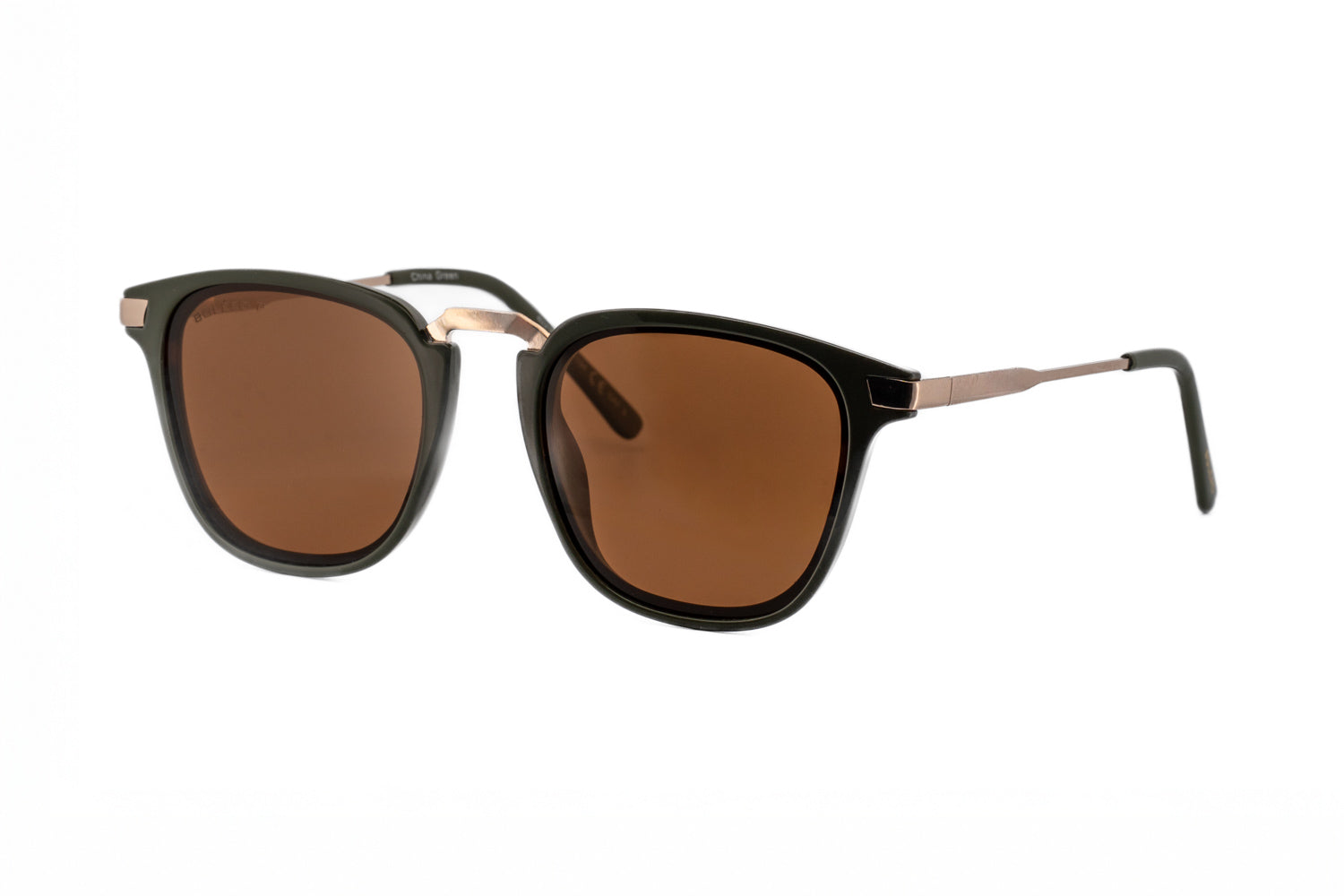 Maven by Bolero Eyewear square frame sunglasses green and brown with lightweight construction modern design